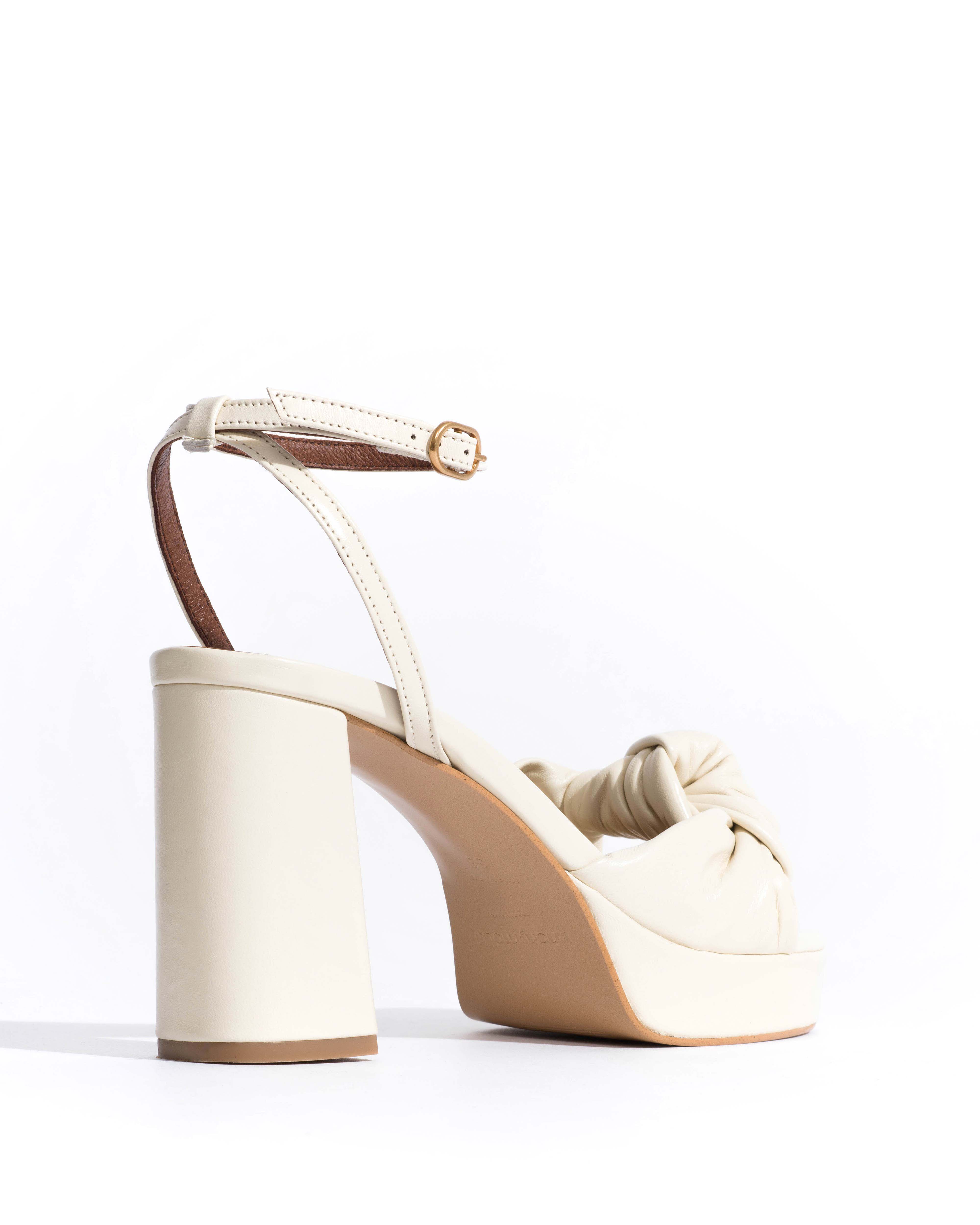 Aliza 85 platform Shiny lamb White sand - Image 3