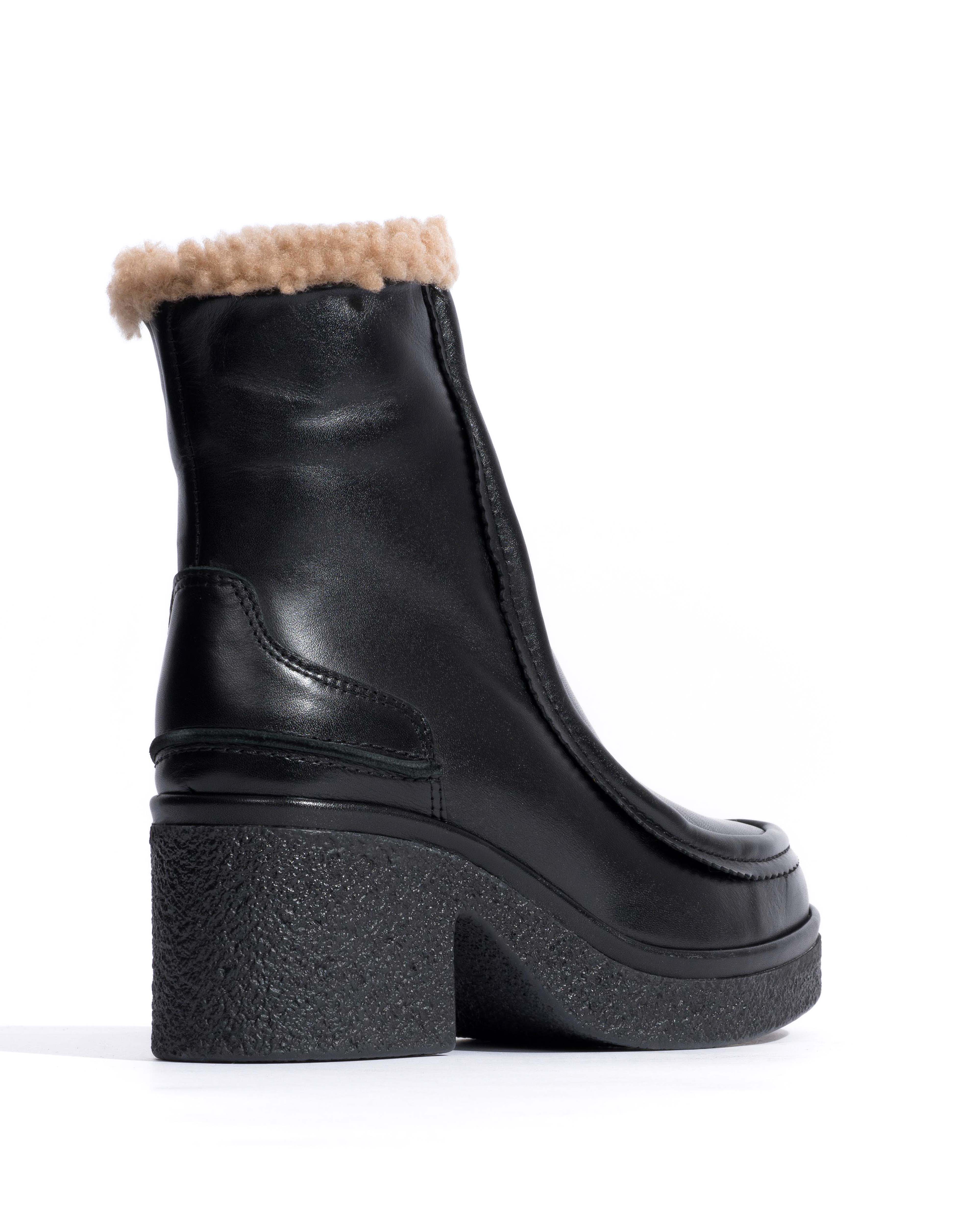 Bambie 65 platform lamb shearling Soft calf & sole Black & black - Image 3