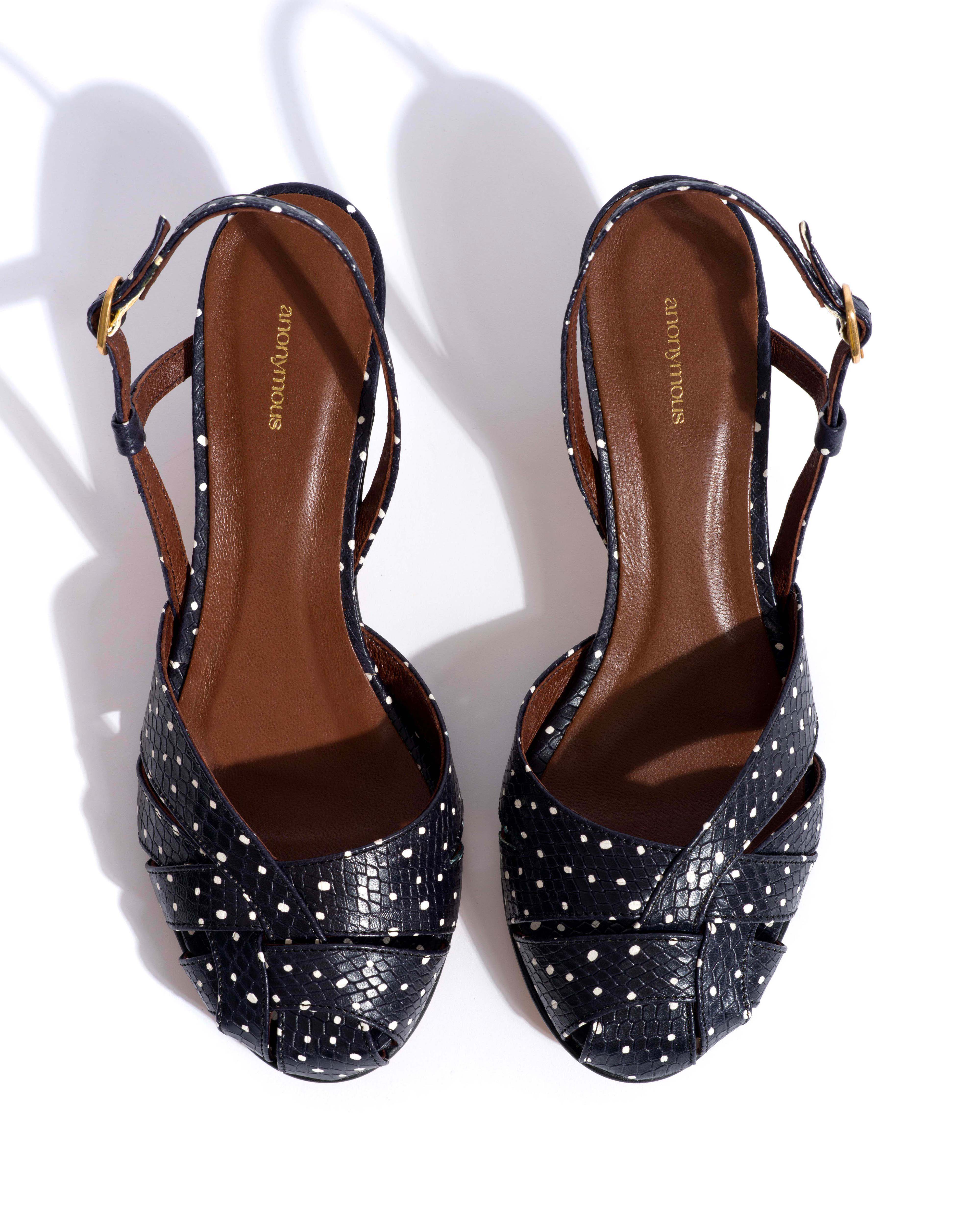 Banie 50 stiletto Spotted snake calf Midnight blue - Image 4