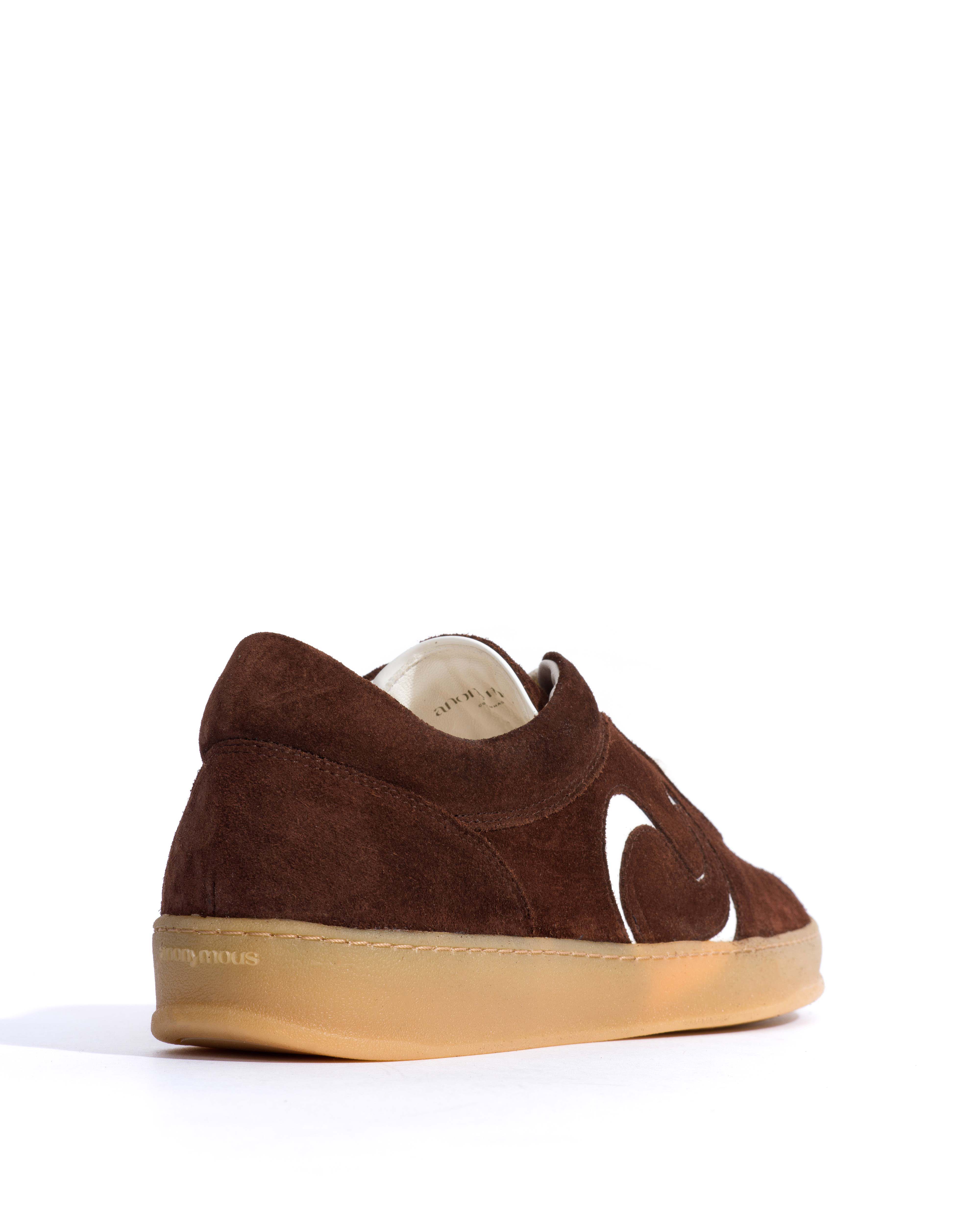 Blaire Calf suede & polished soft calf Chocolate & white sand - Image 3