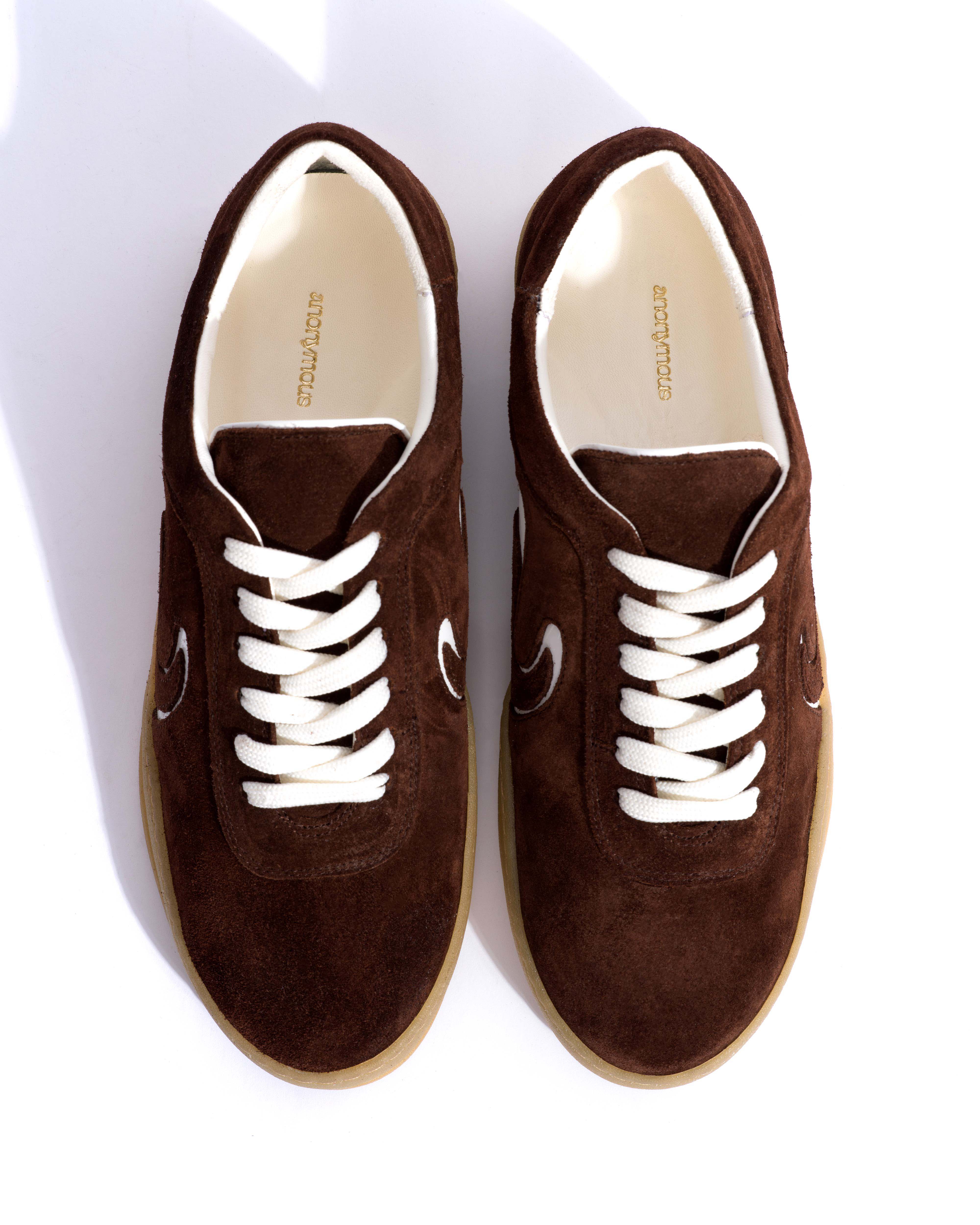 Blaire Calf suede & polished soft calf Chocolate & white sand - Image 4