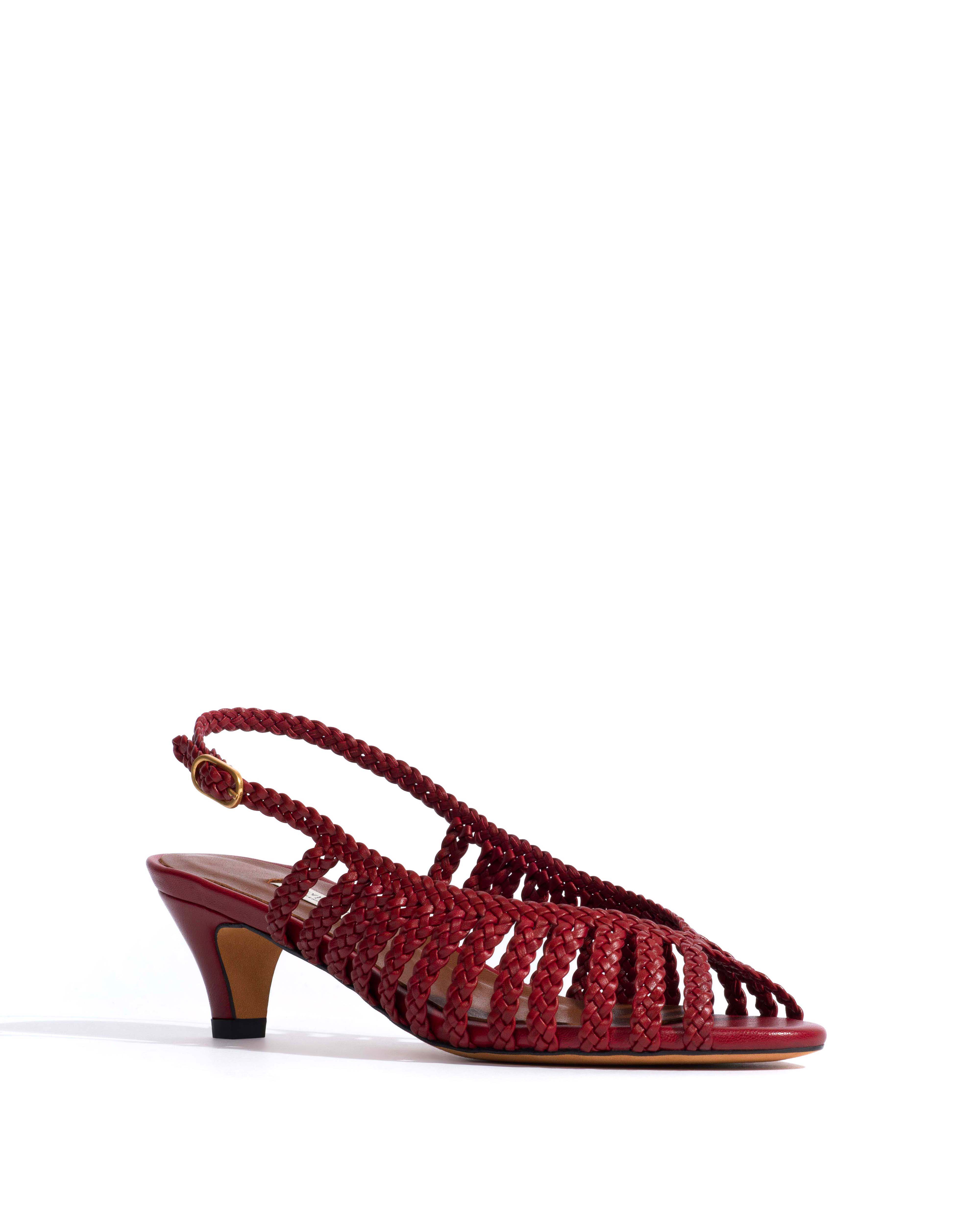 Carminho 40 hand-braided Hand-braided leather Pomegranate - Image 2