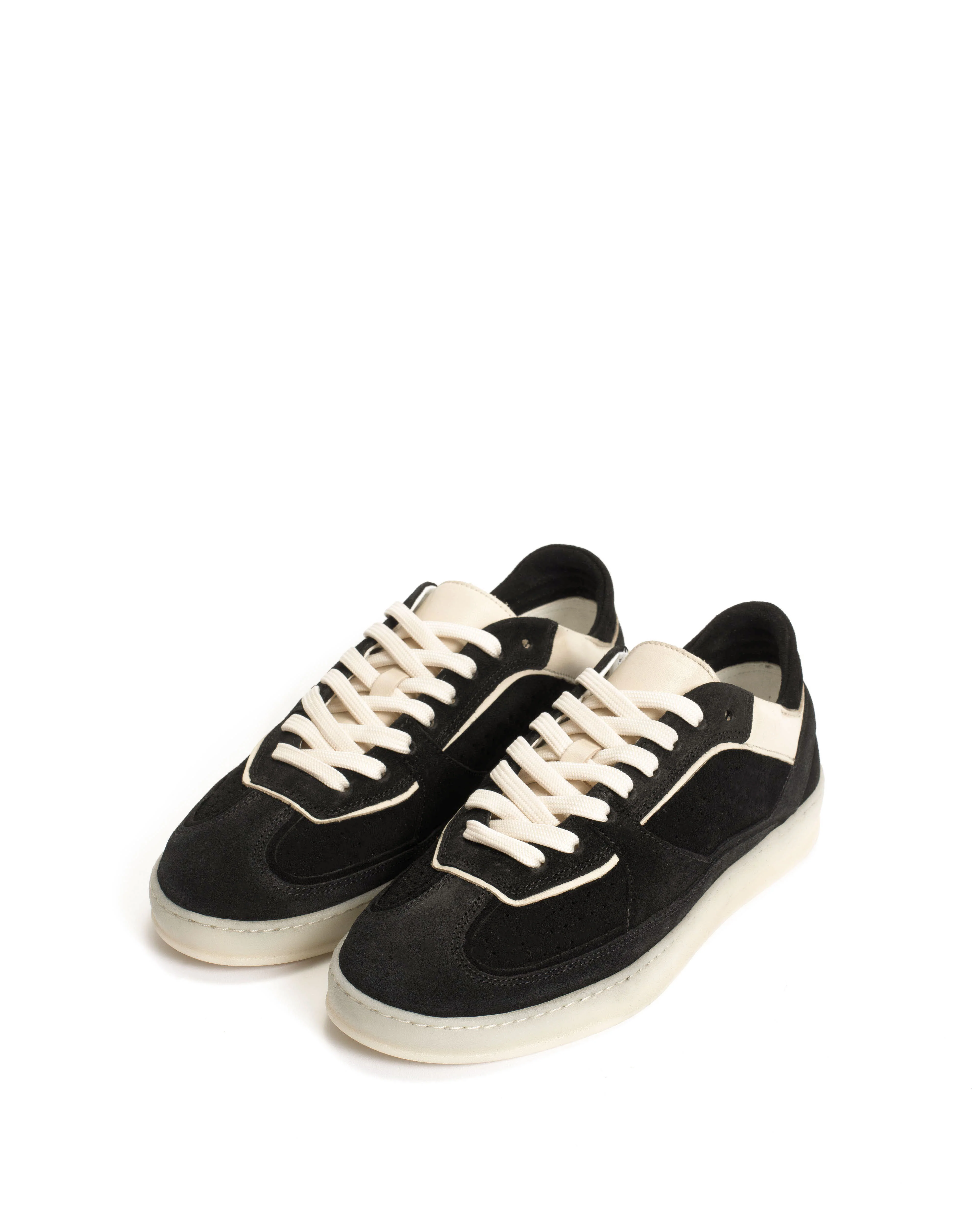 Dabbie Calf suede & sleek leather Black & white sand - Image 2
