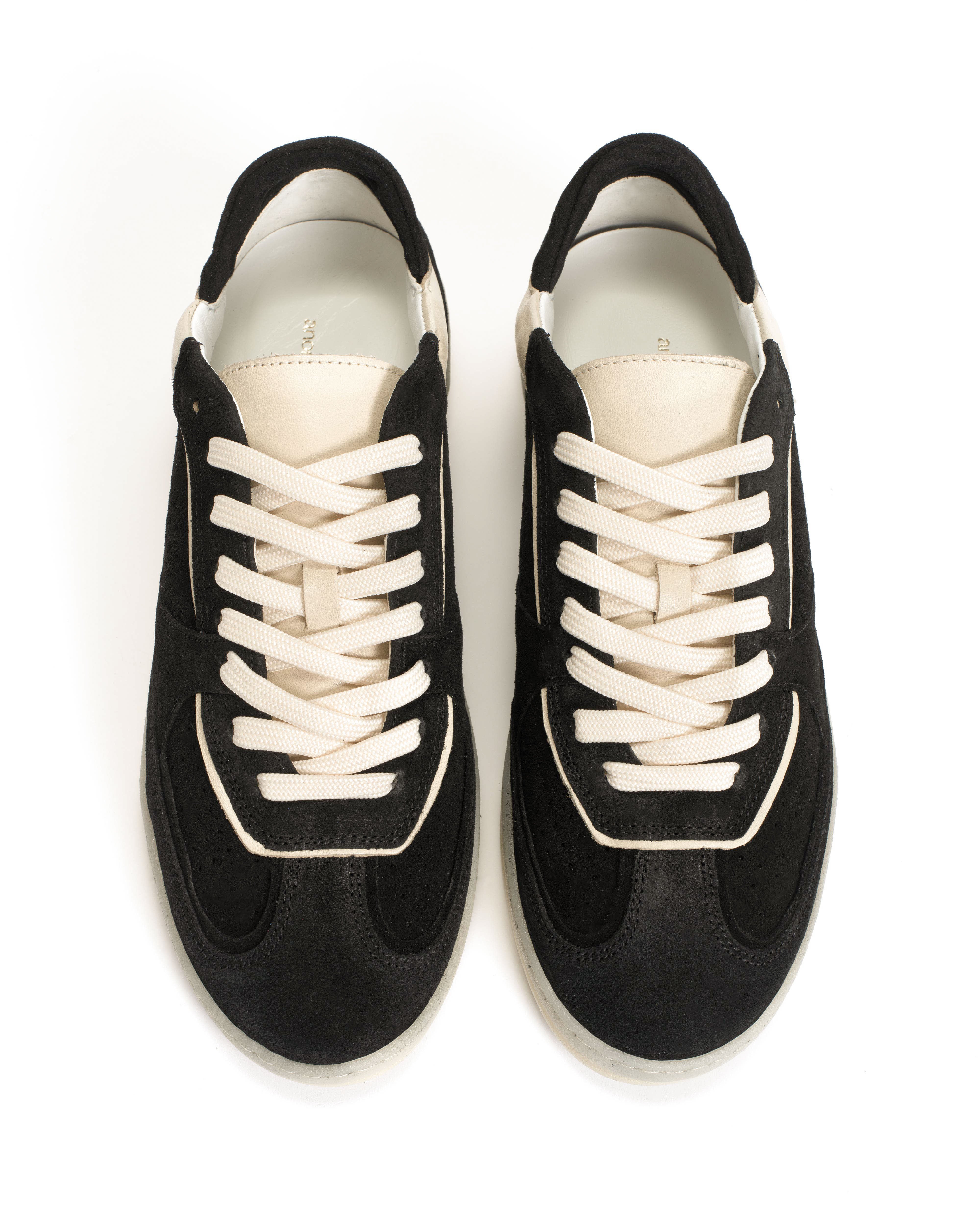Dabbie Calf suede & sleek leather Black & white sand - Image 3