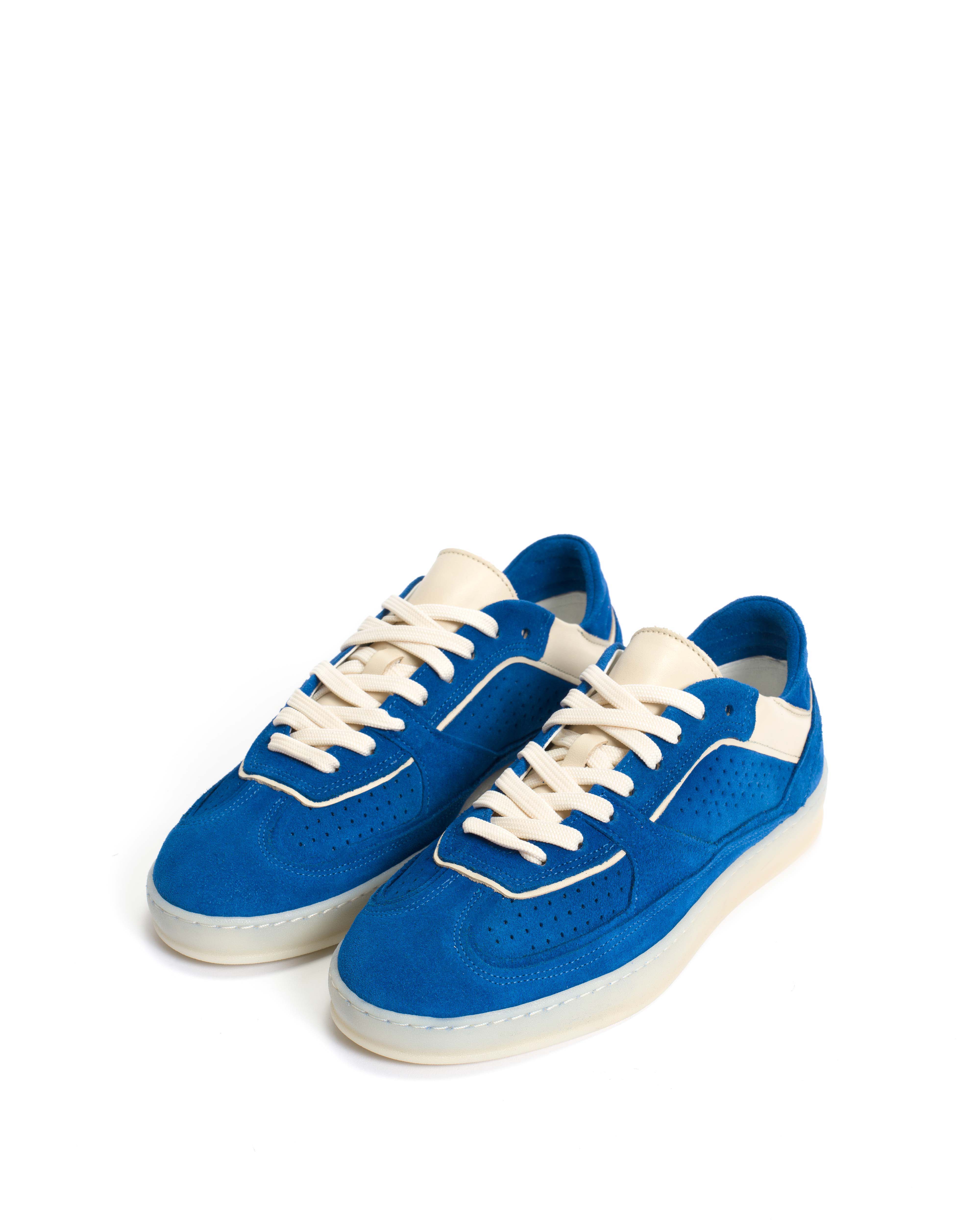 Dabbie Calf suede & sleek leather Electric blue & white sand - Image 2