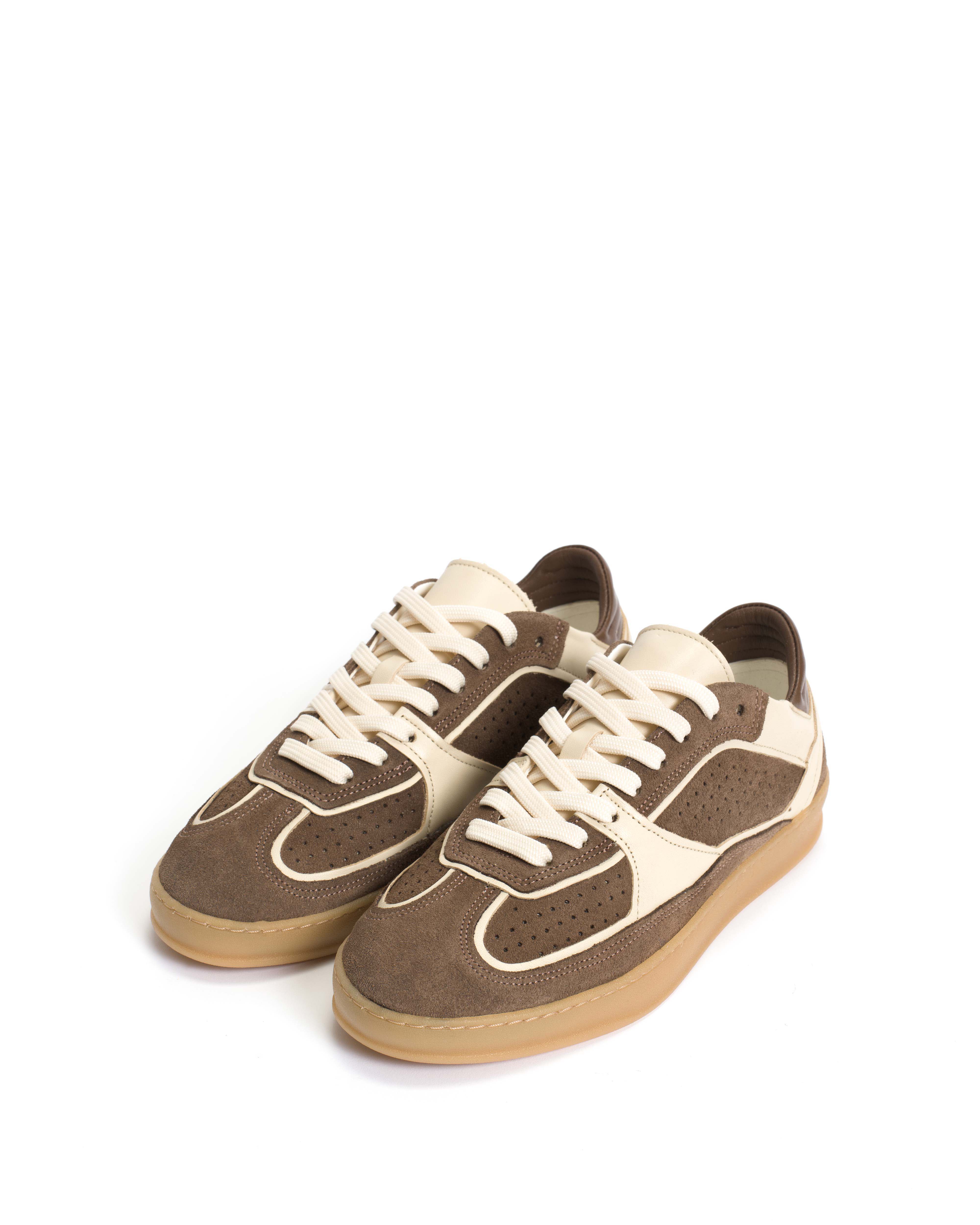 Dabbie Calf suede & soft calf dual & tri color Dark taupe & white sand & dark taupe - Image 2