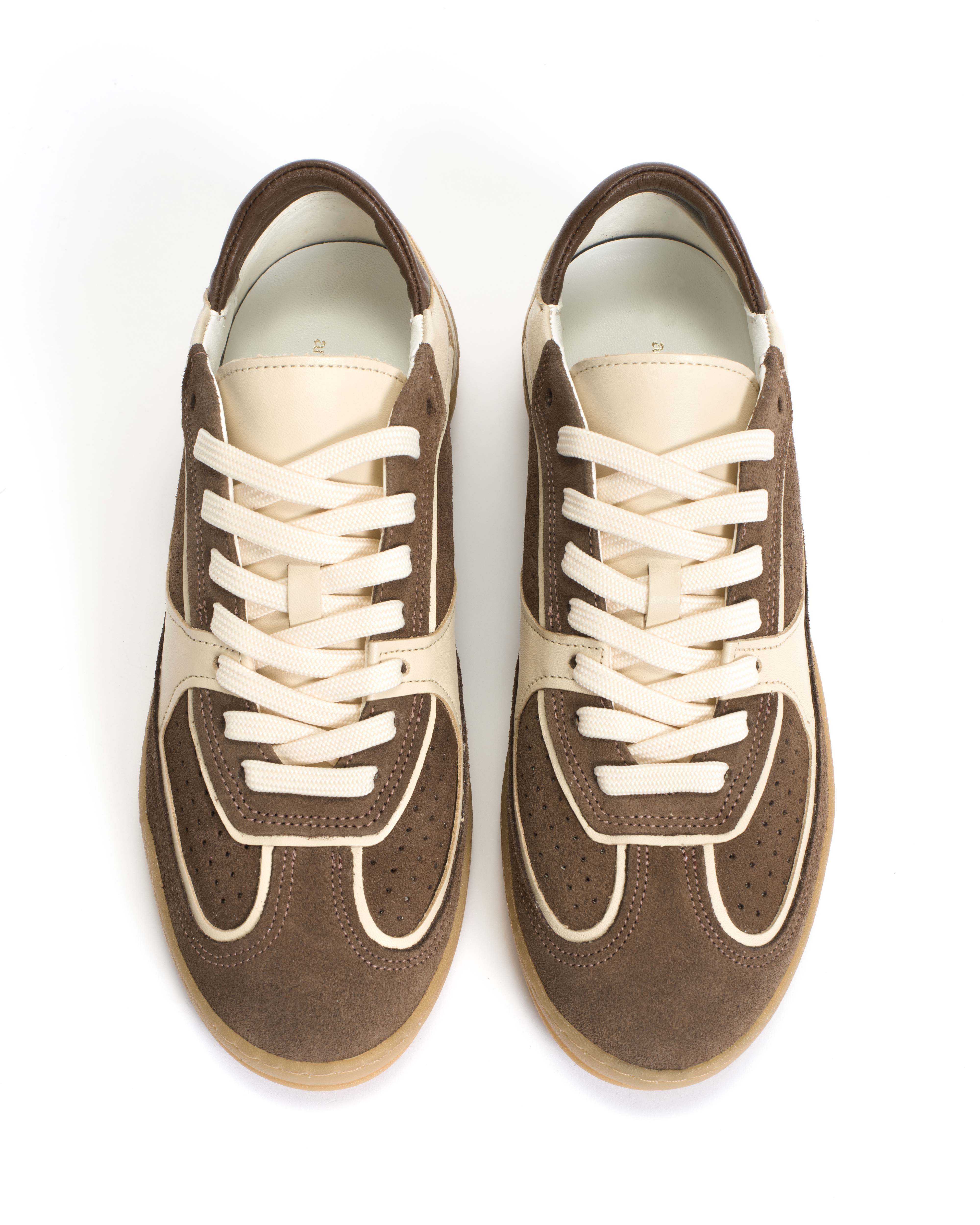 Dabbie Calf suede & soft calf dual & tri color Dark taupe & white sand & dark taupe - Image 3