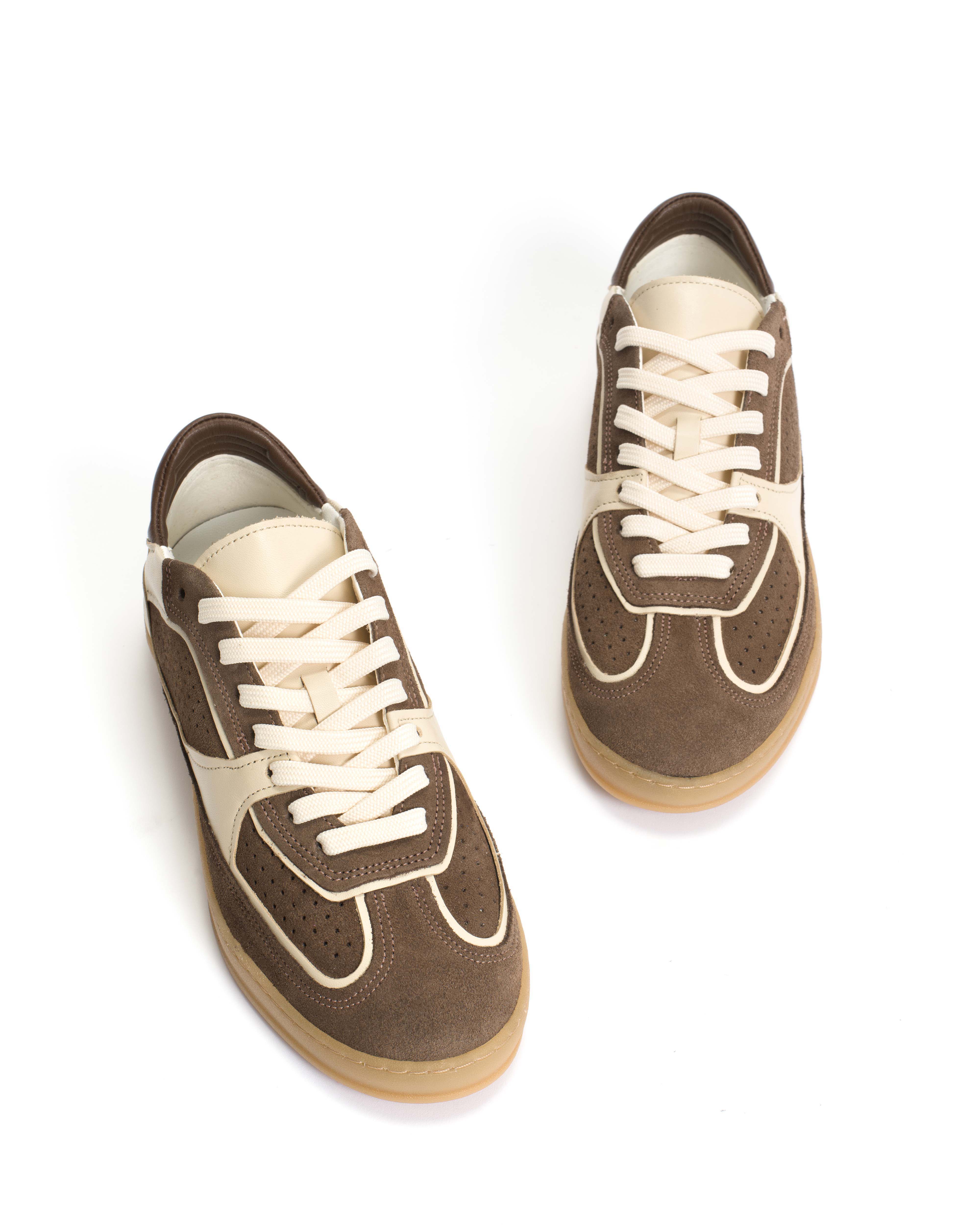 Dabbie Calf suede & soft calf dual & tri color Dark taupe & white sand & dark taupe - Image 5