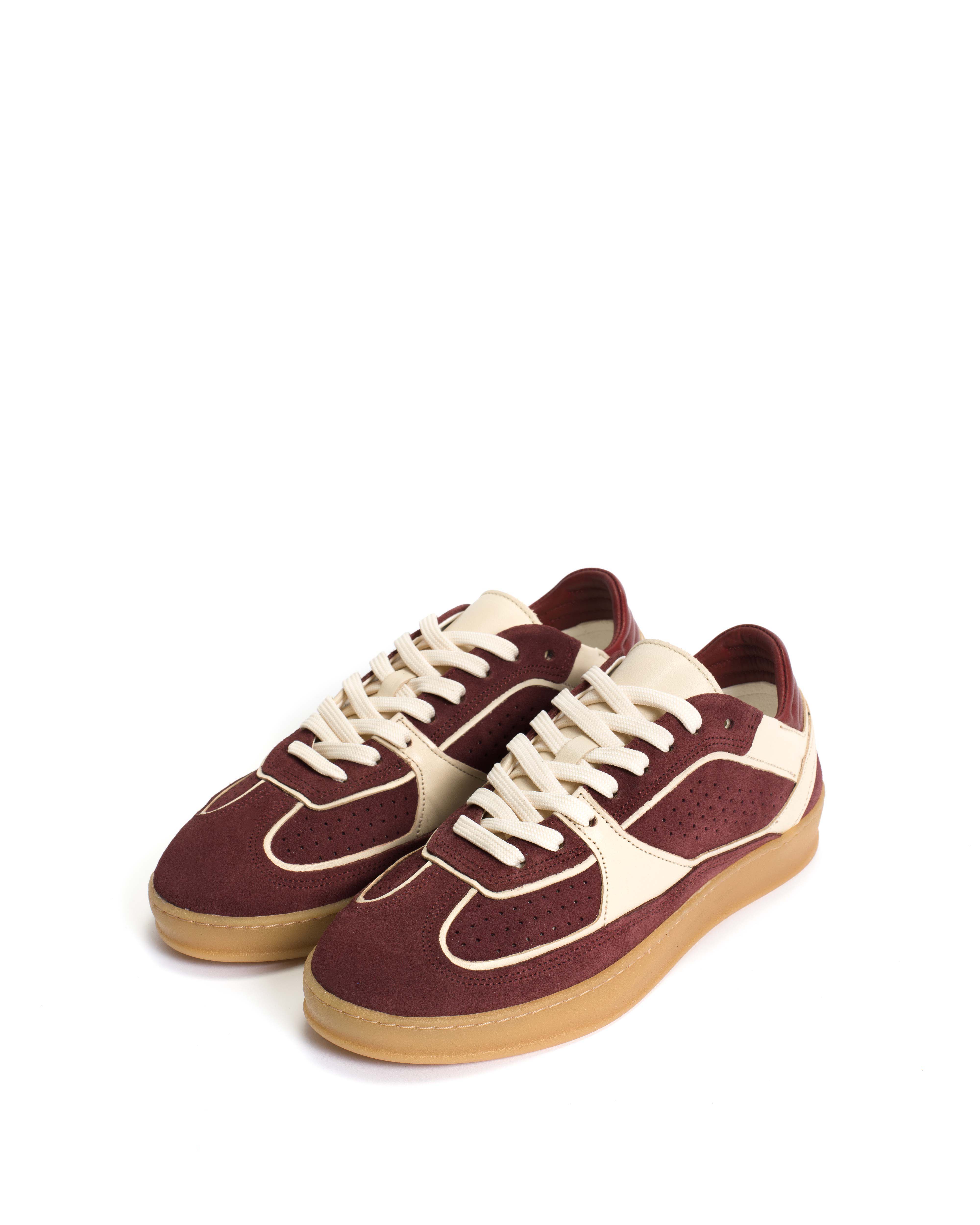 Dabbie Calf suede & soft calf dual & tri color Pomegranate & white sand & pomegranate - Image 2