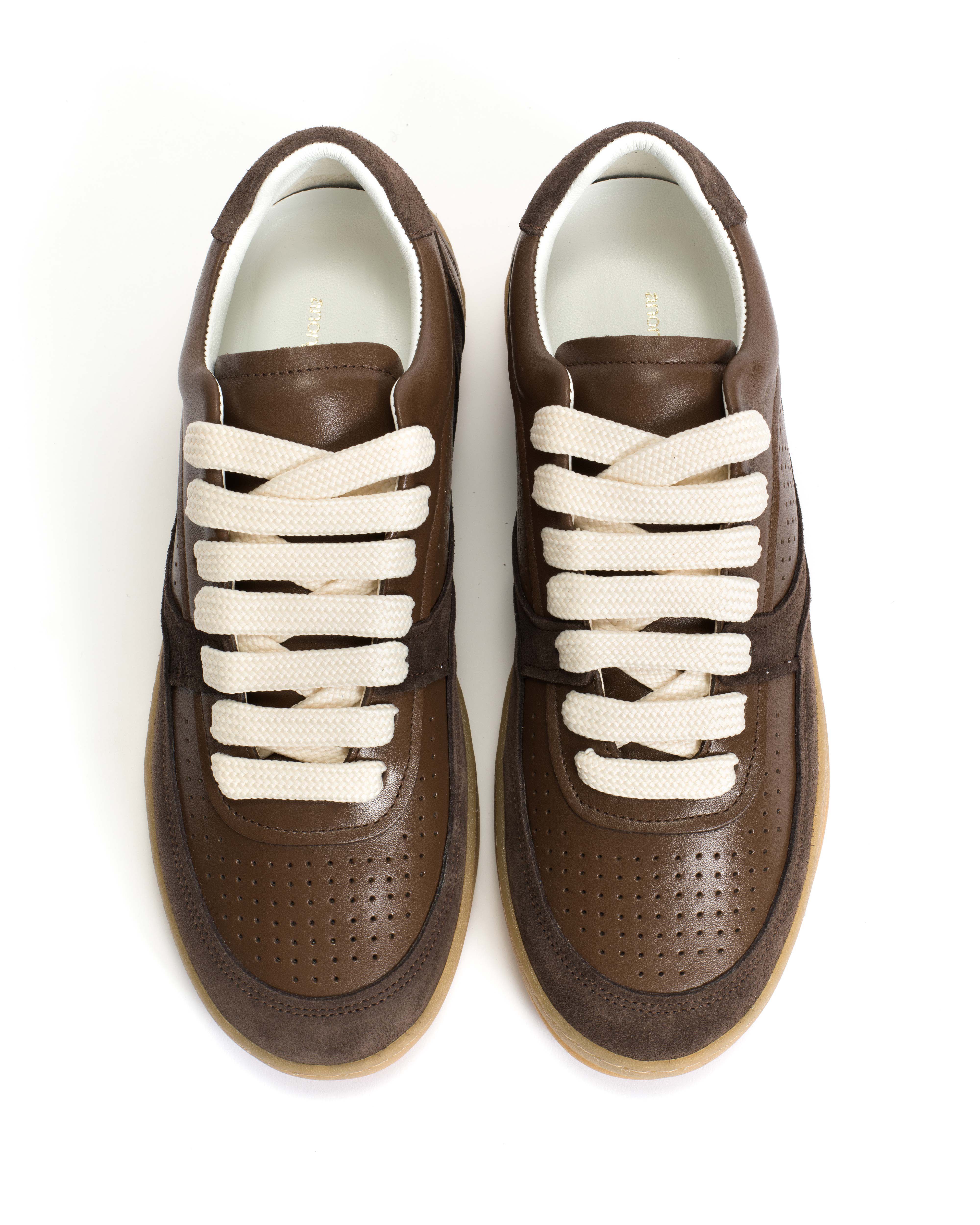 Elevate Calf suede & sleek leather Dark taupe & coffee brown - Image 3