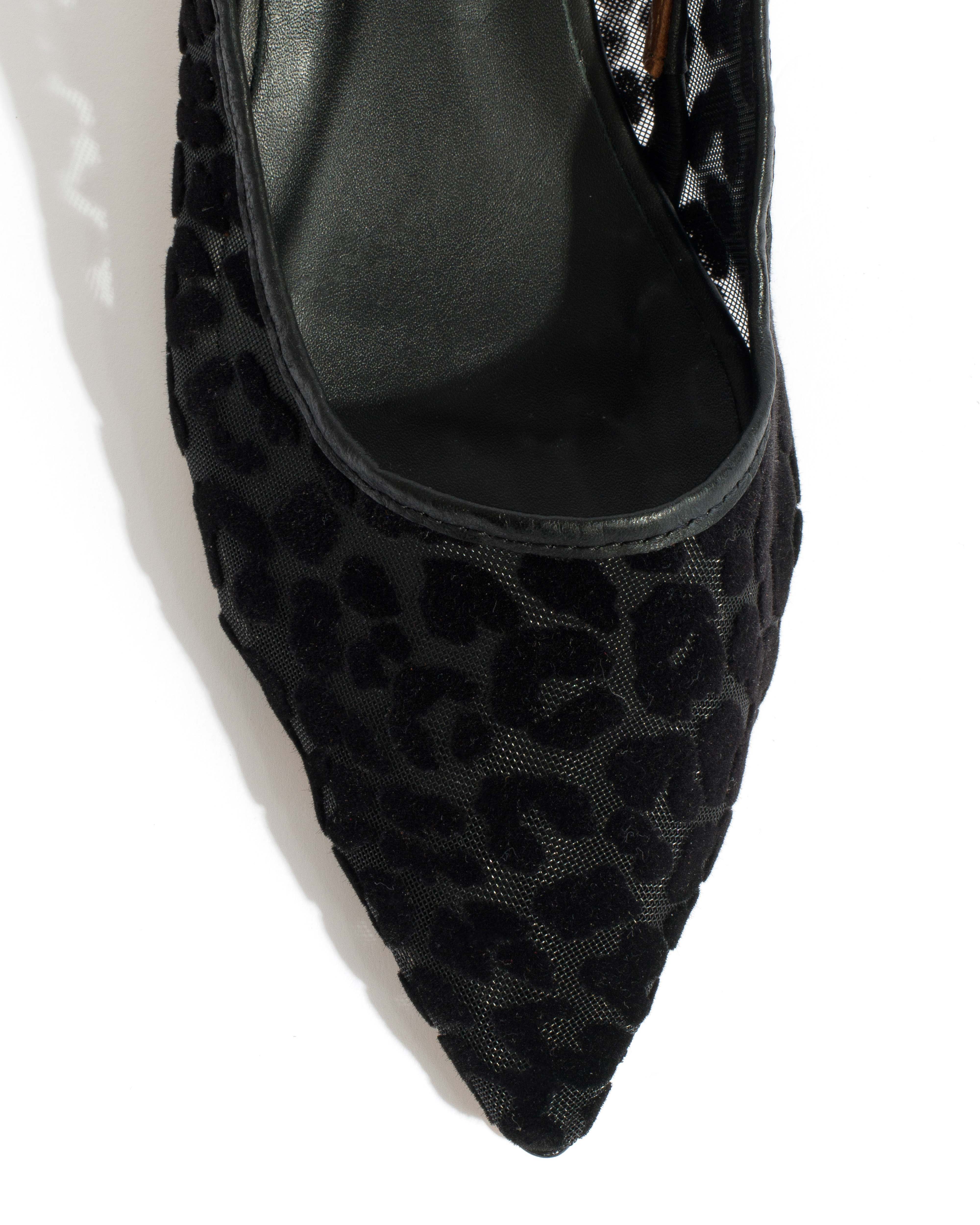 Fanny 40 stiletto mesh Shiny lamb & mesh velvet leopard Black - Image 6