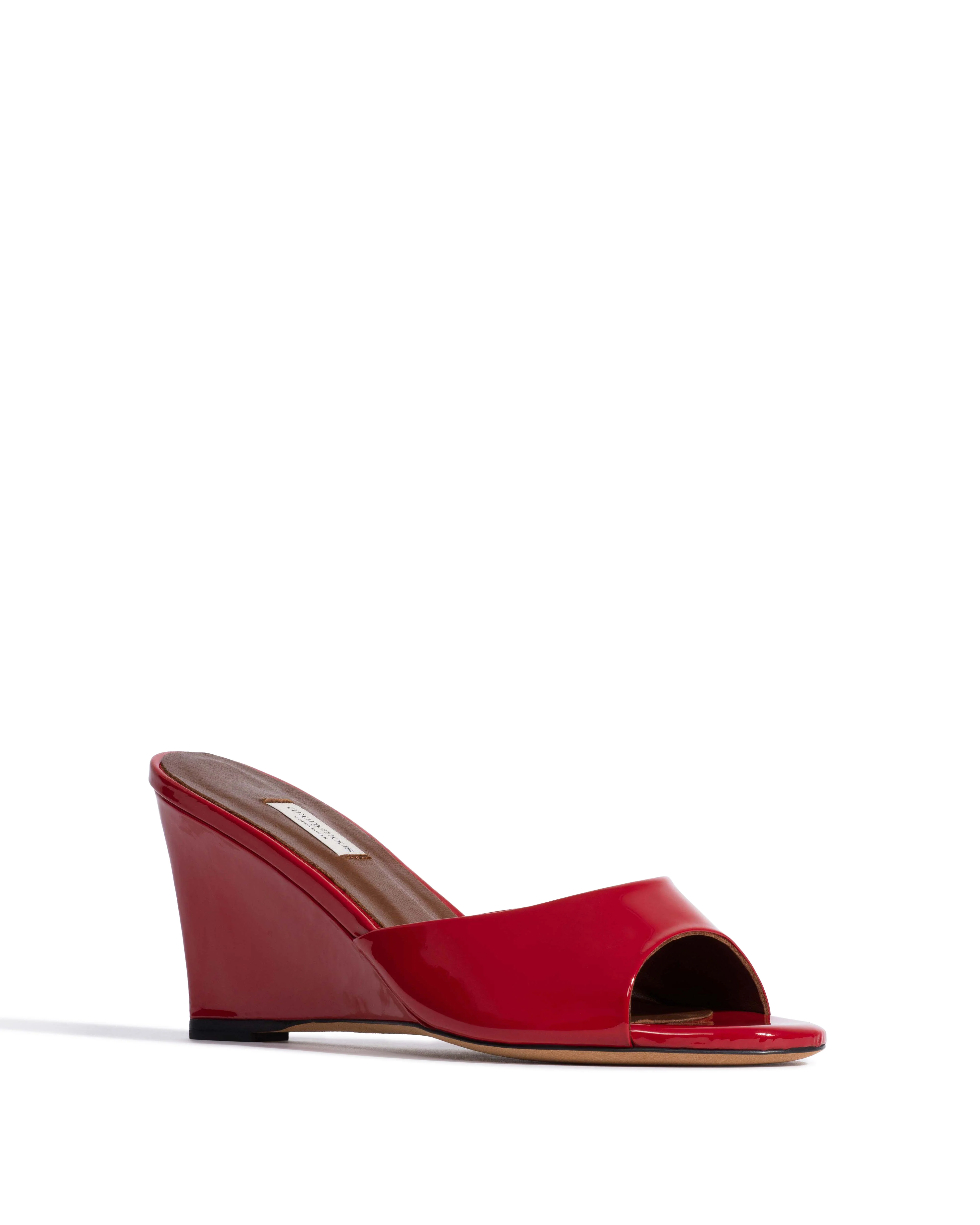 Gwen 75 wedge Polished soft calf Ruby red - Image 2