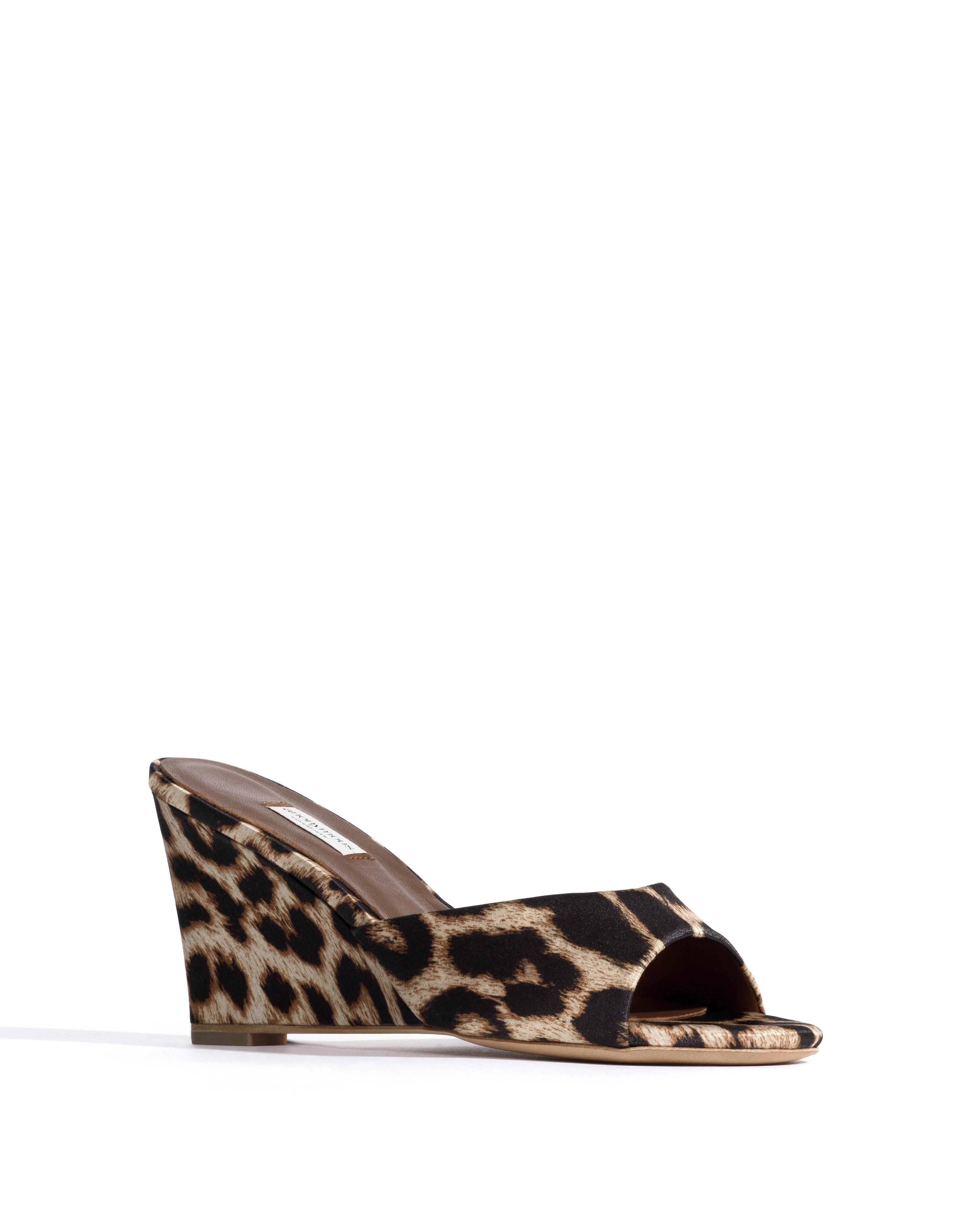 Gwen 75 wedge Satin print Leopard - Image 2