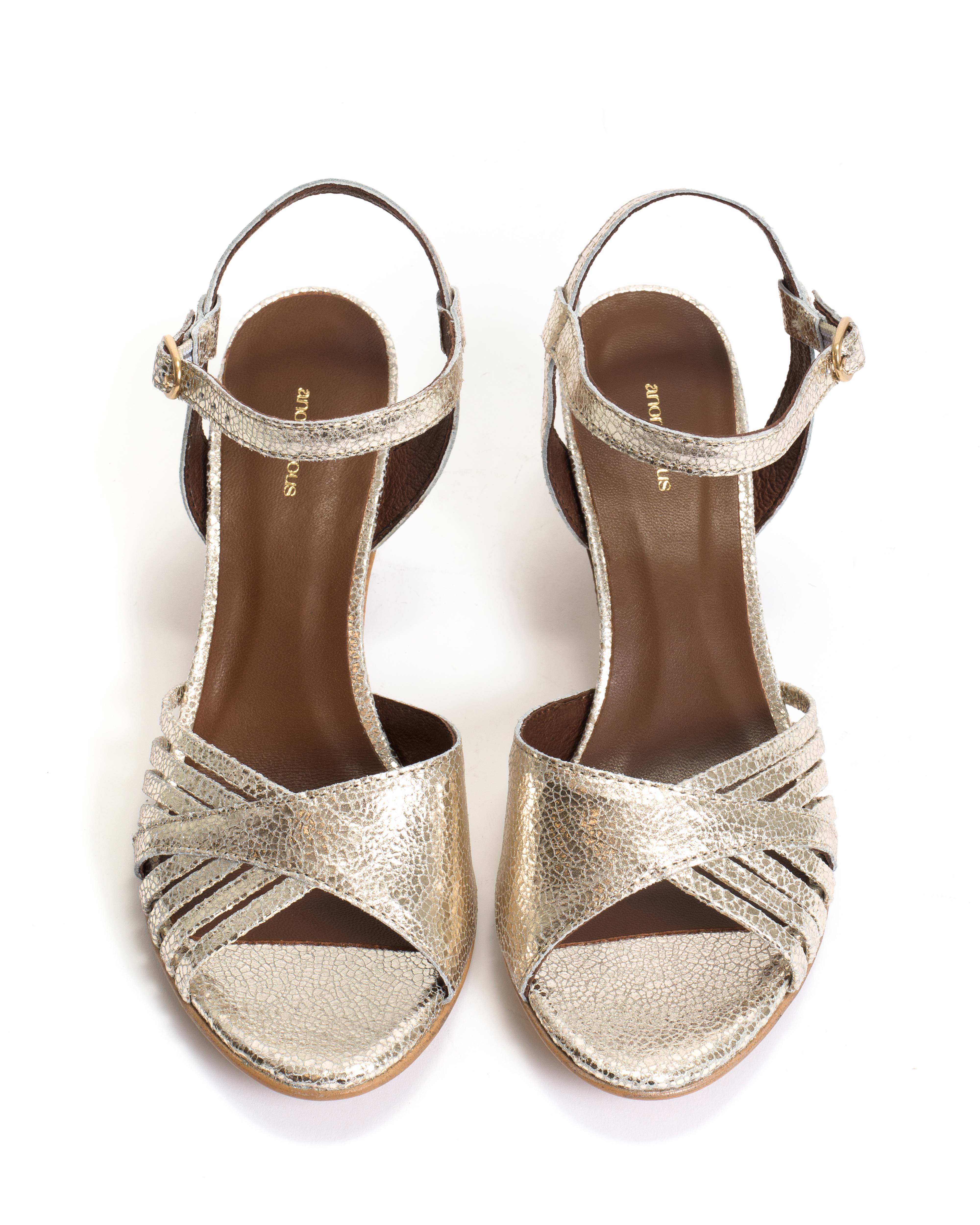 Hermine 50 stiletto Crackled metallic goat Champagne - Image 3