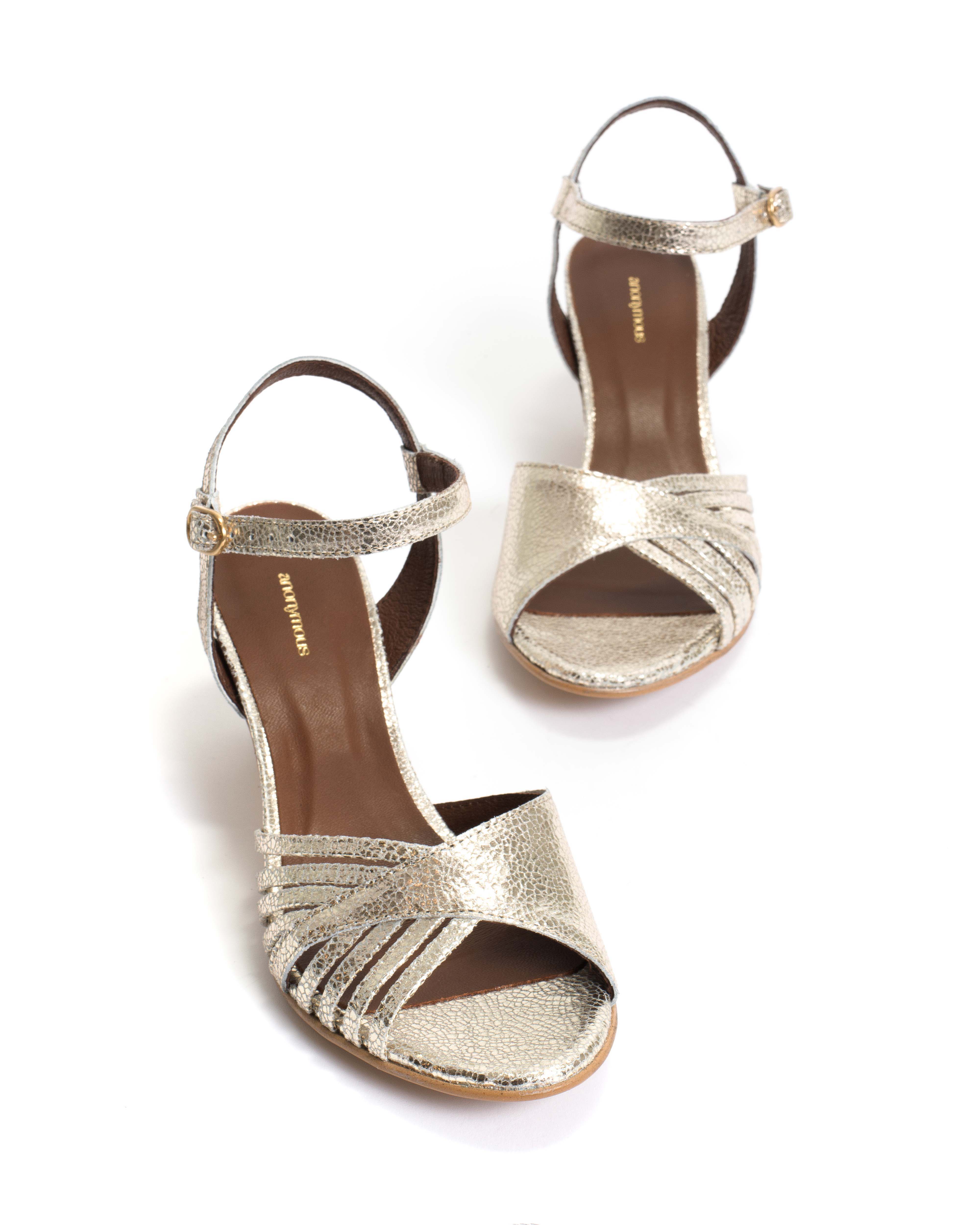 Hermine 50 stiletto Crackled metallic goat Champagne - Image 5