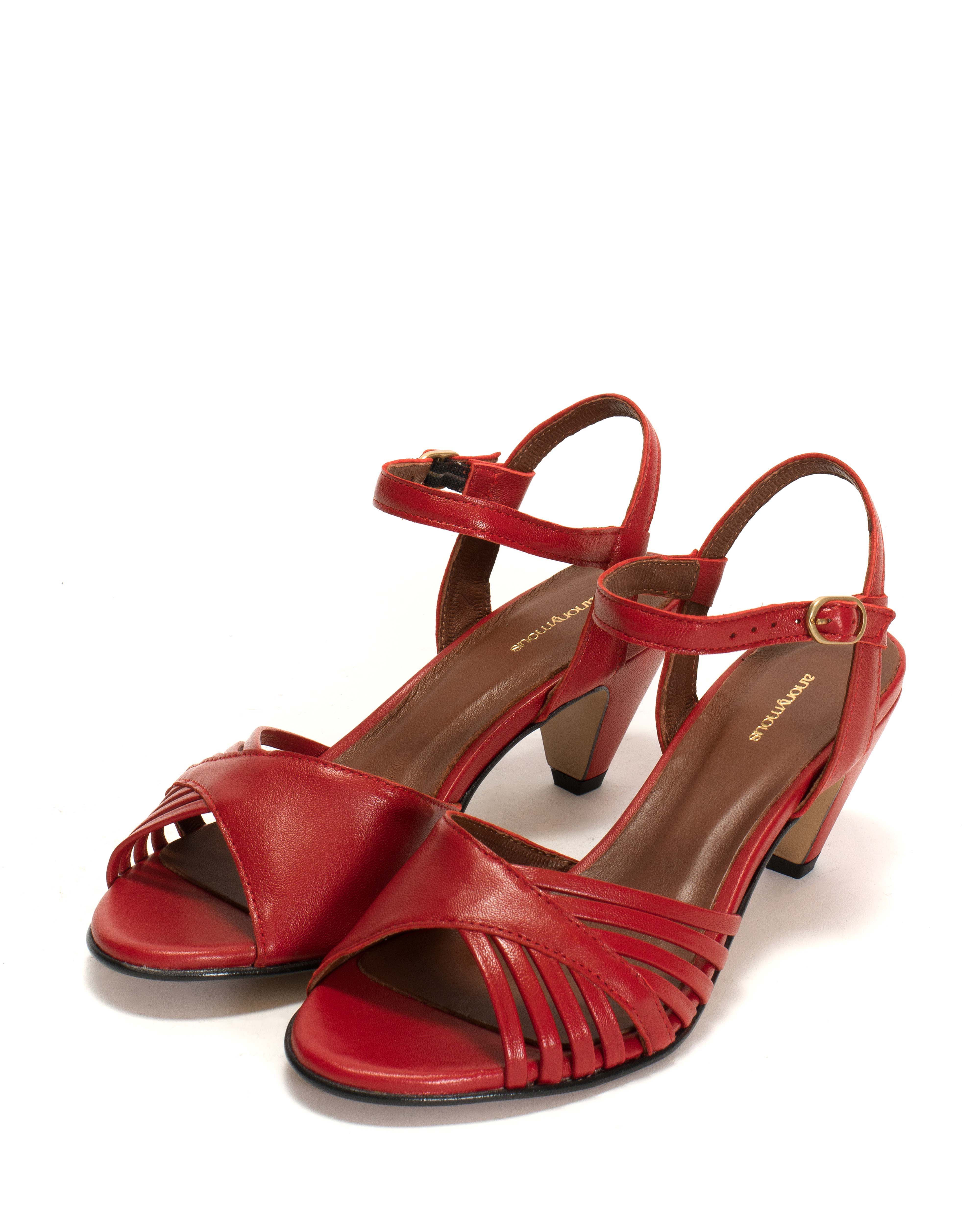 Hermine 50 stiletto Shiny lamb Ruby red - Image 2