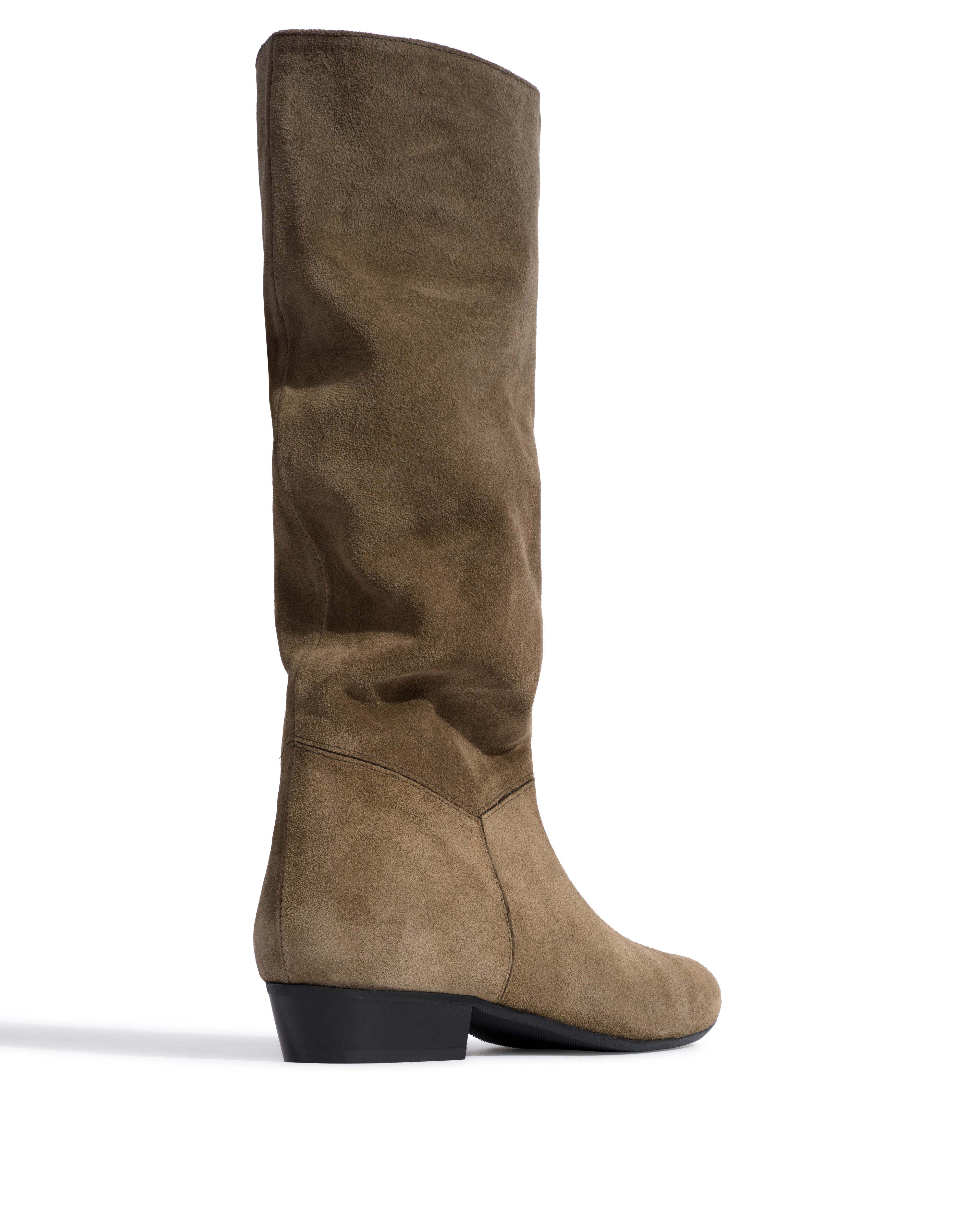 Jasmina 20 Calf suede & sleek leather Dried olive & espresso brown - Image 3
