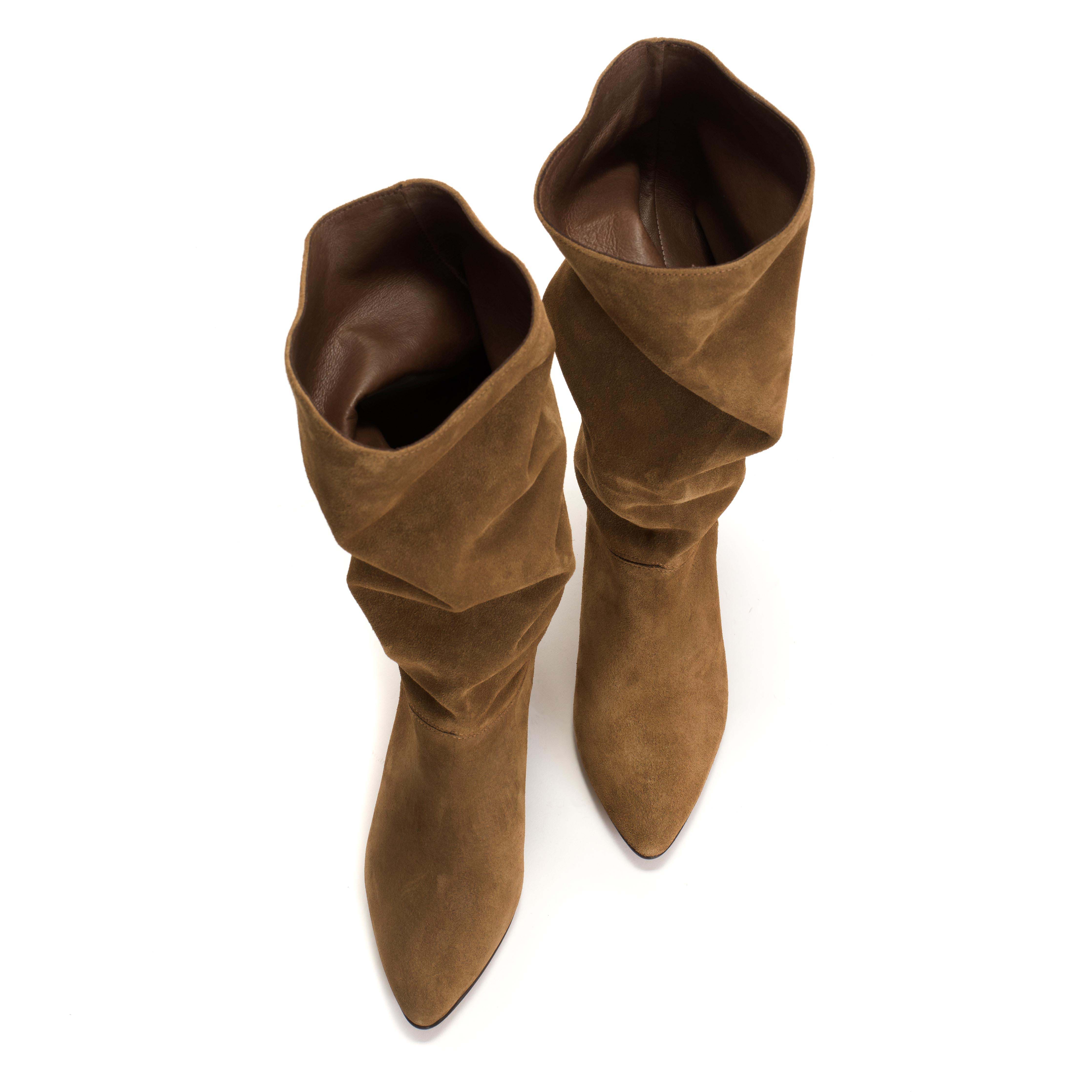 Jasmina 50 stiletto Calf suede & sleek leather Cinnamon & dark taupe - Image 5