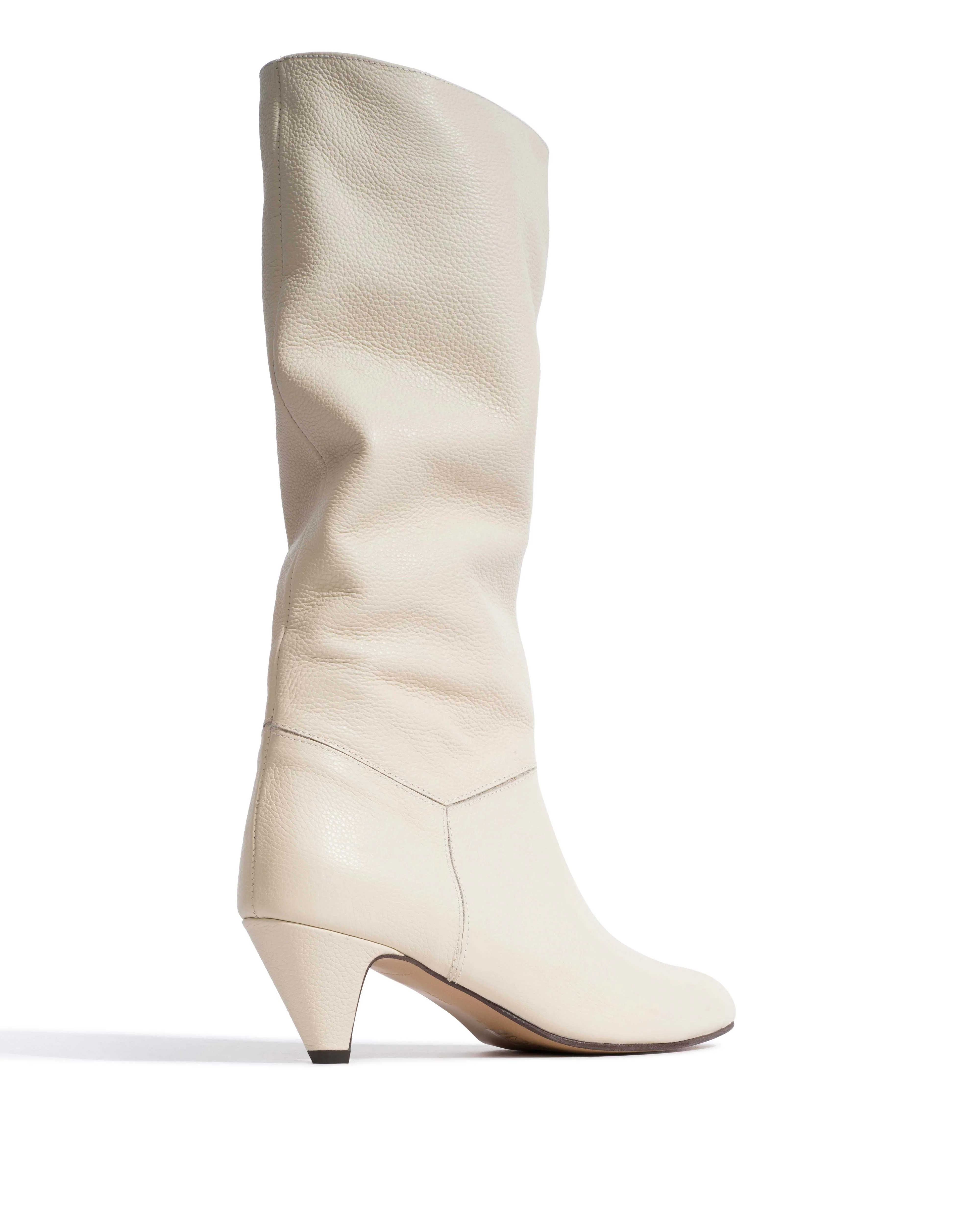 Jasmina 50 stiletto Pebbled soft calf & suede leather White sand - Image 3