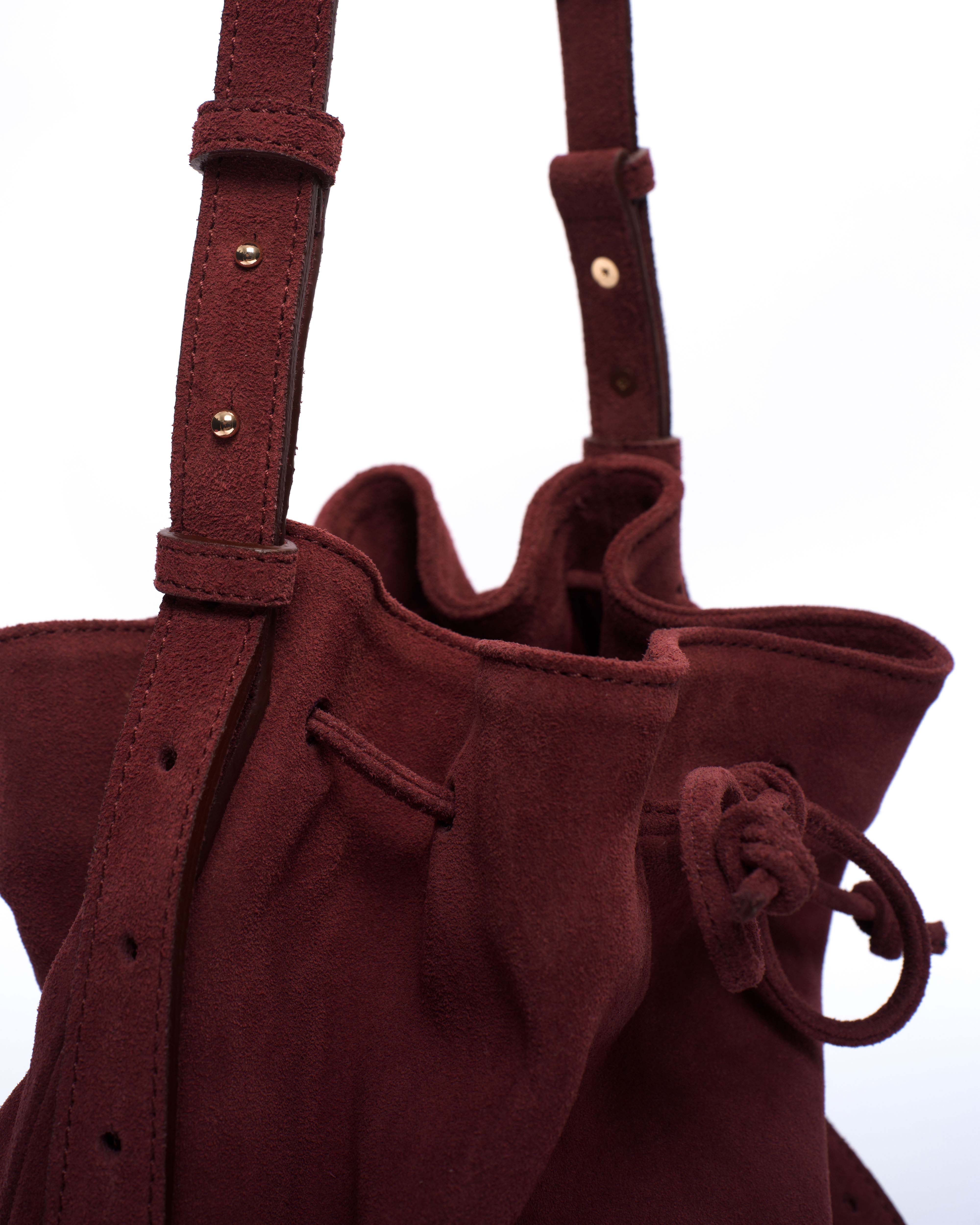 Kacey grand bucket bag Calf suede Pomegranate - Image 4