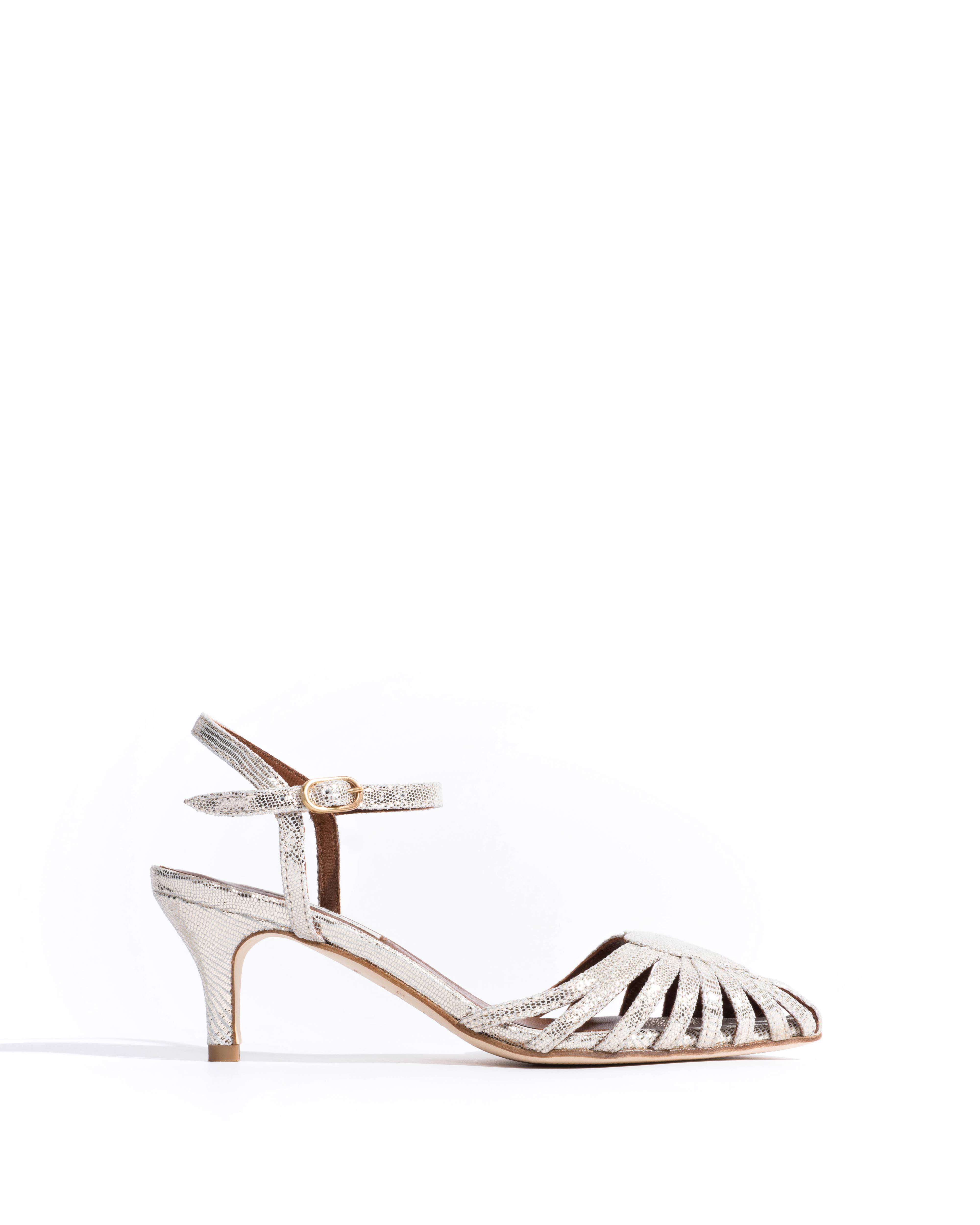 Keesha 55 Lizard metallic goat Champagne