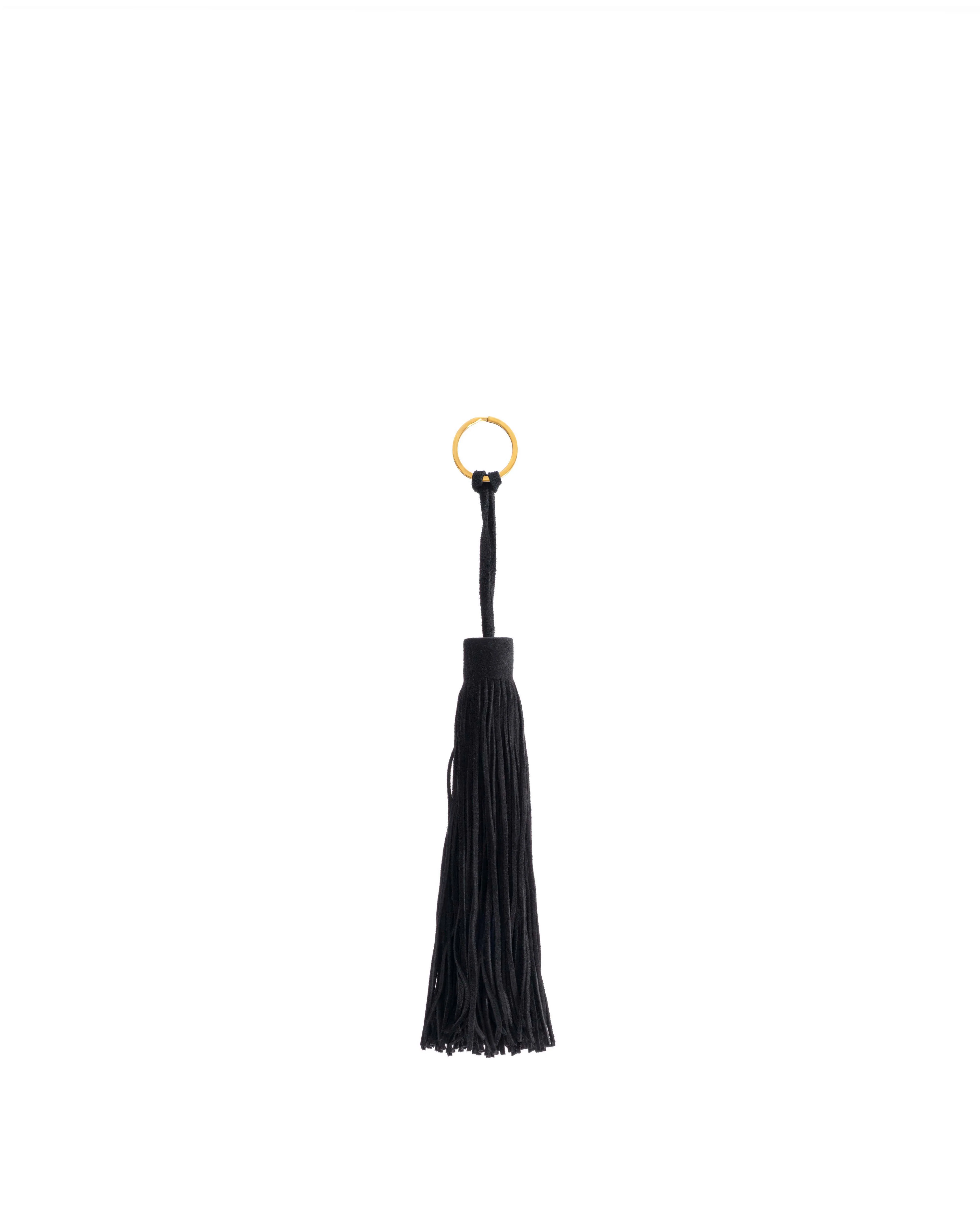Langley fringe keyring Calf suede Black