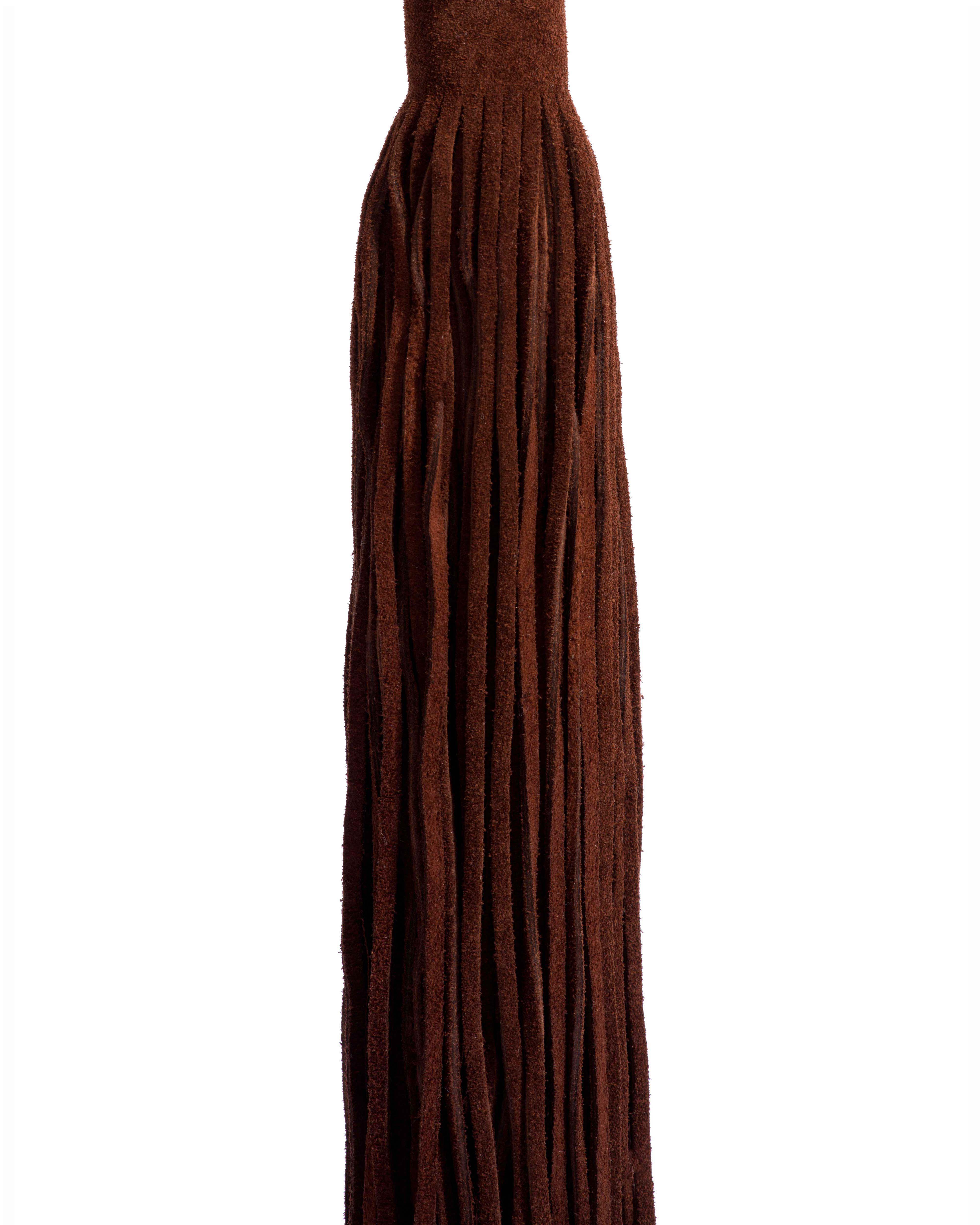 Langley fringe keyring Calf suede Chocolate - Image 2