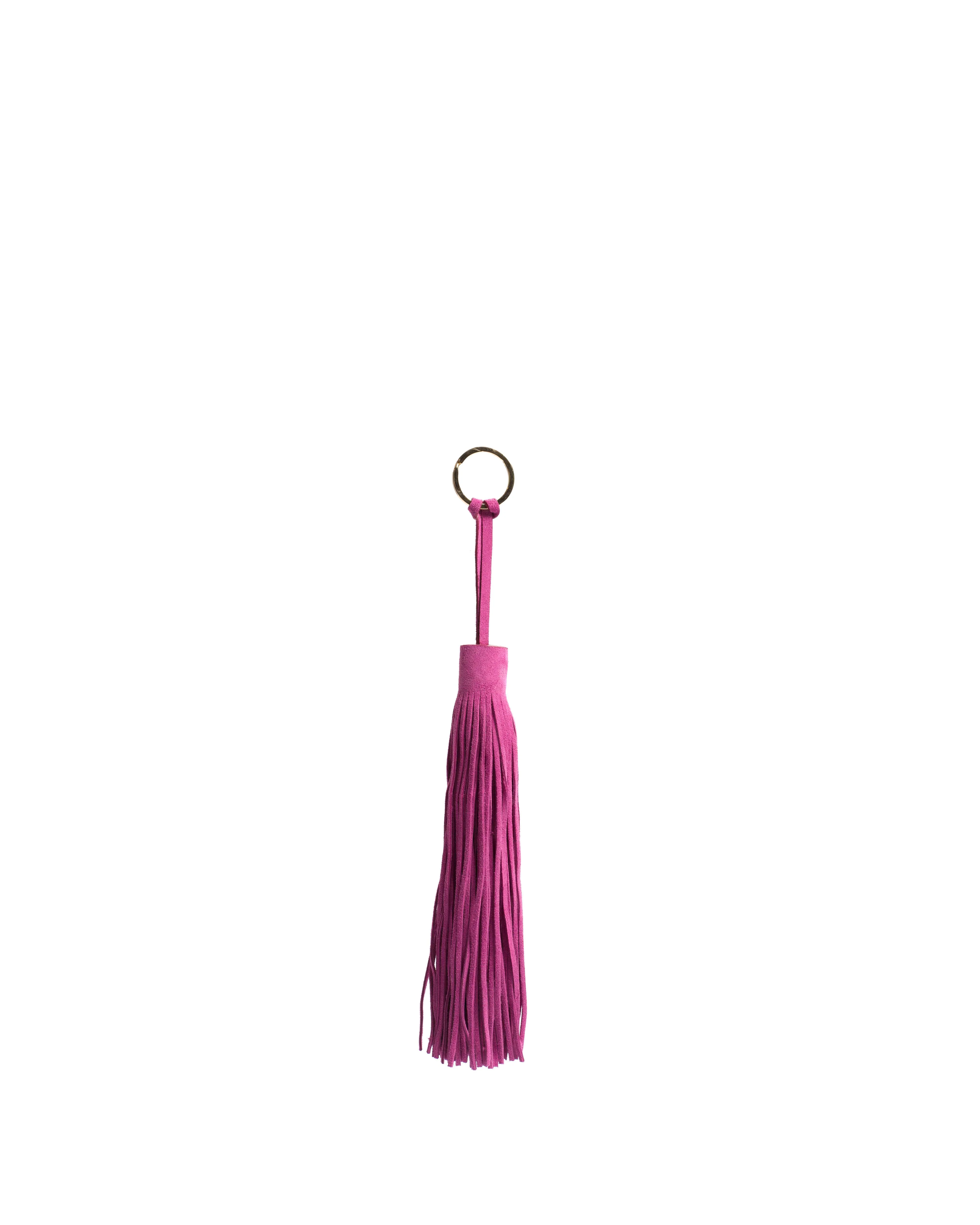 Langley fringe keyring Calf suede Raspberry sorbet - Image 2