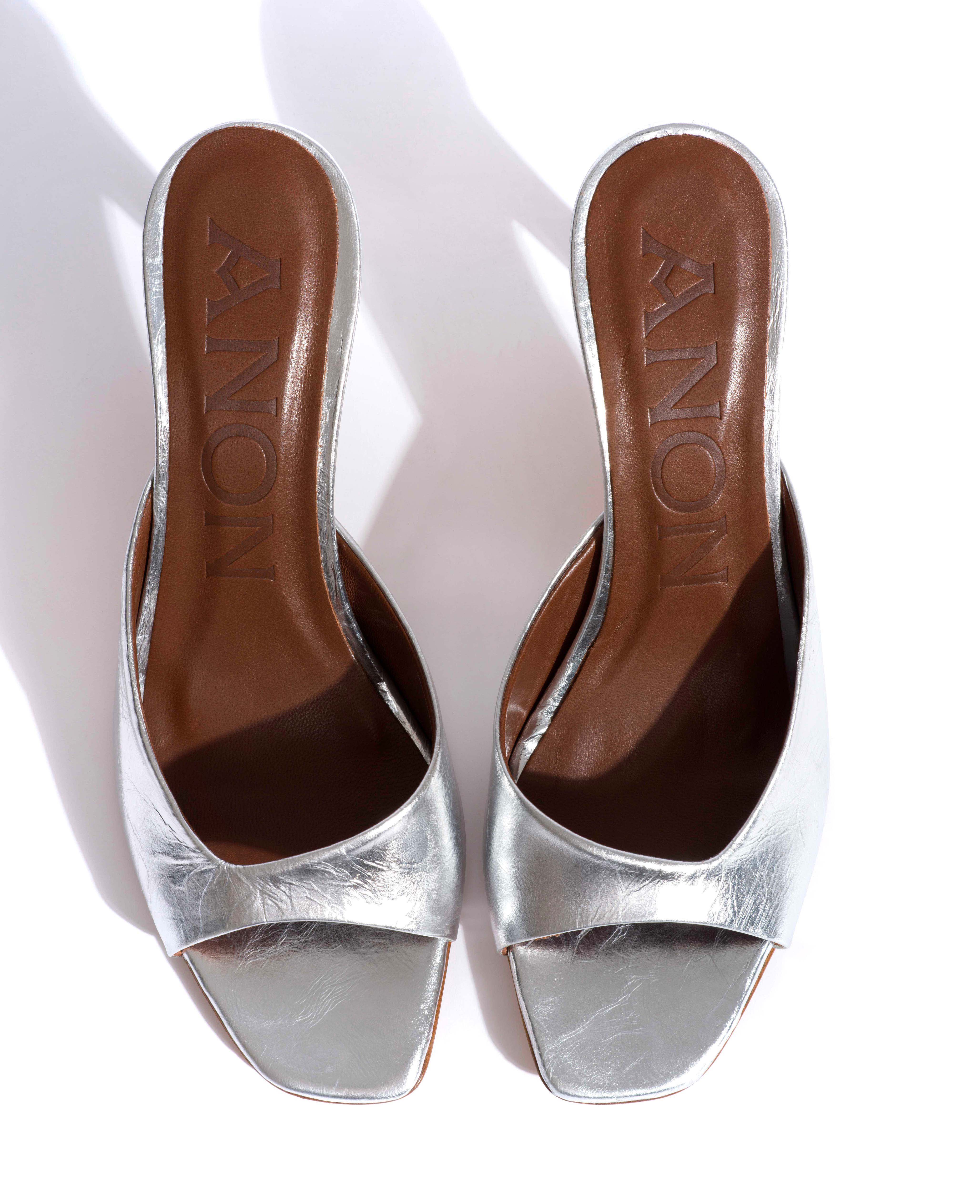Mazy 75 Crinkled metallic lamb Silver - Image 4