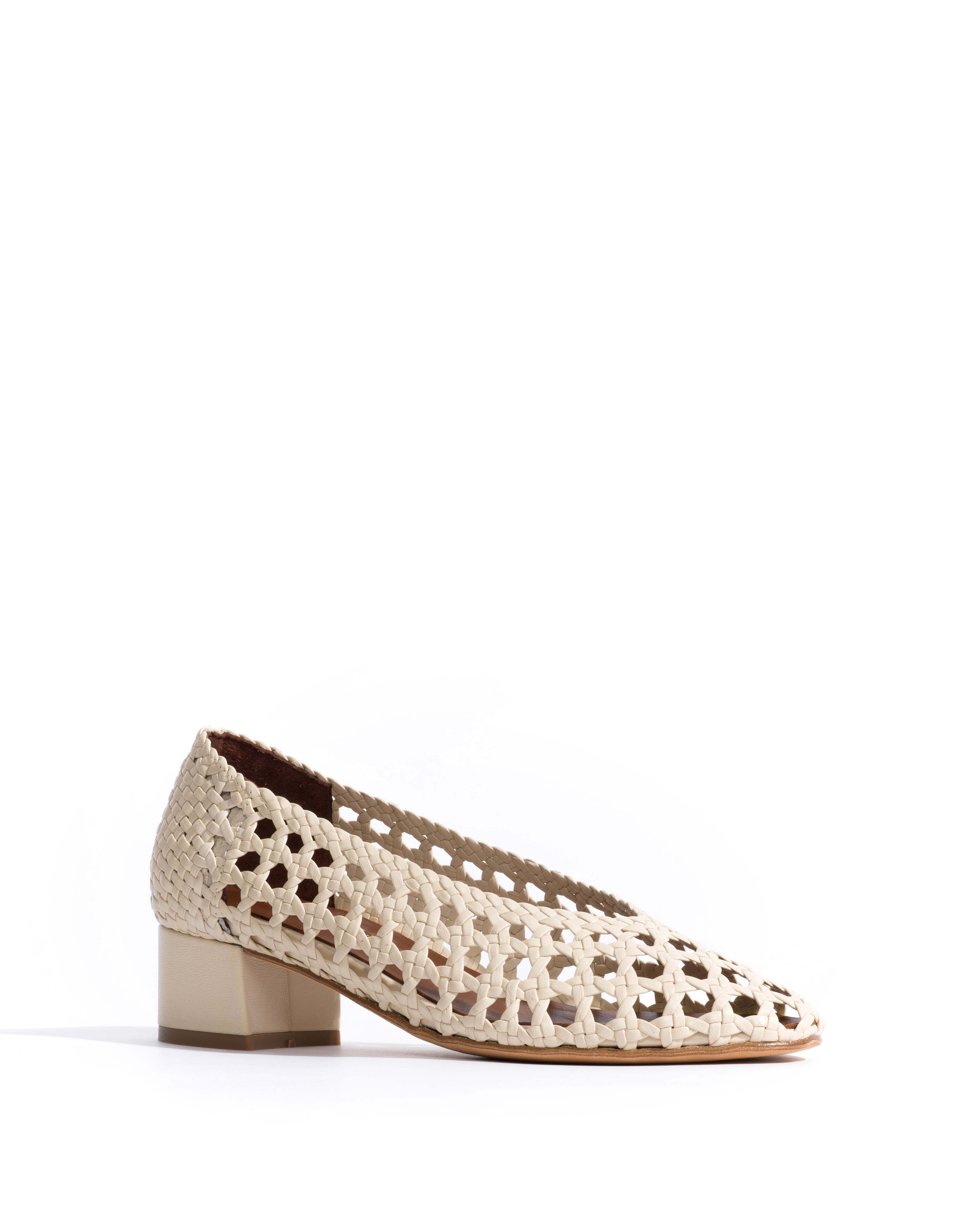 Sessi 40 hand-braided Hand-braided leather White sand - Image 2