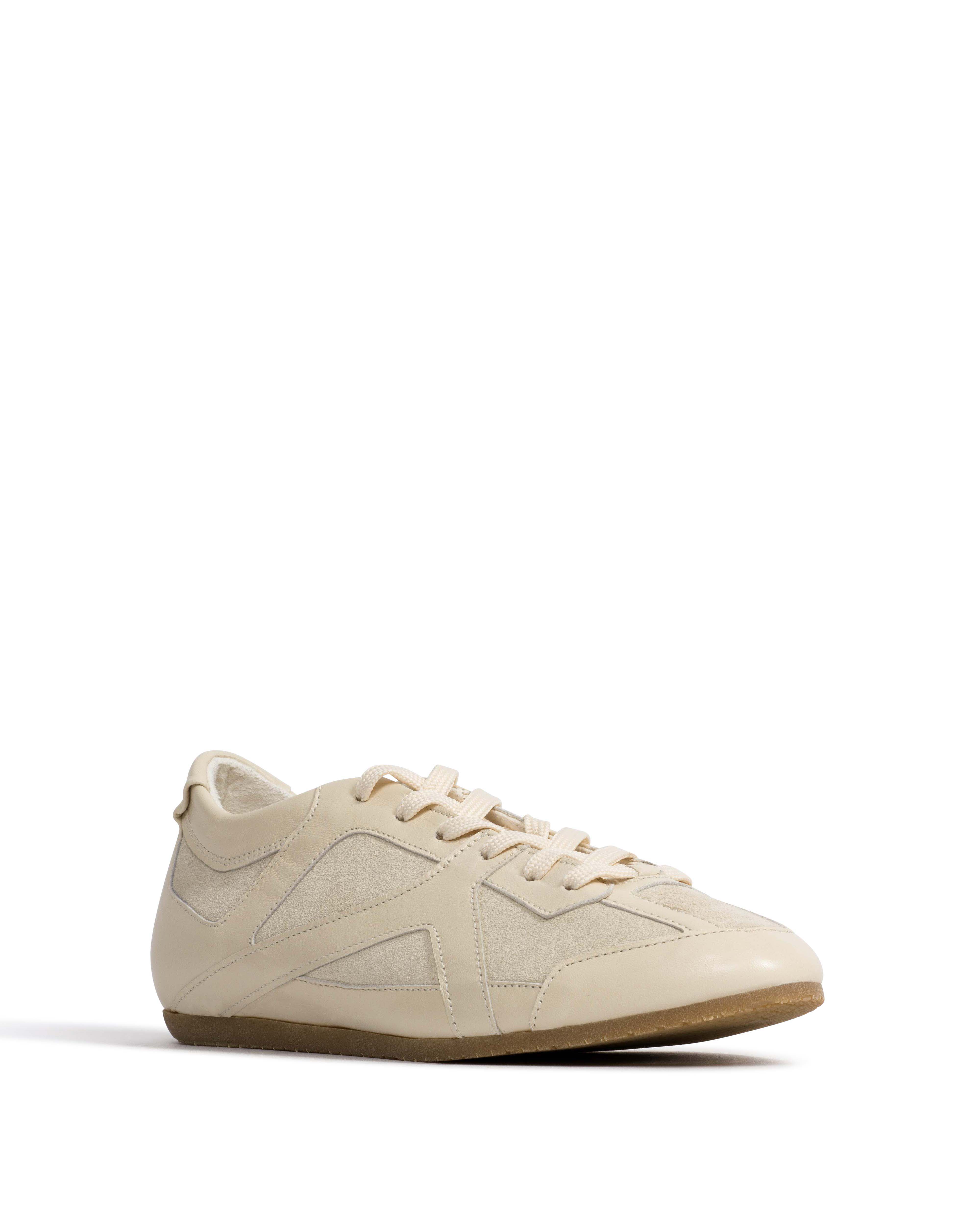 Sneakerina Shiny lamb & suede leather White sand & antique white - Image 2