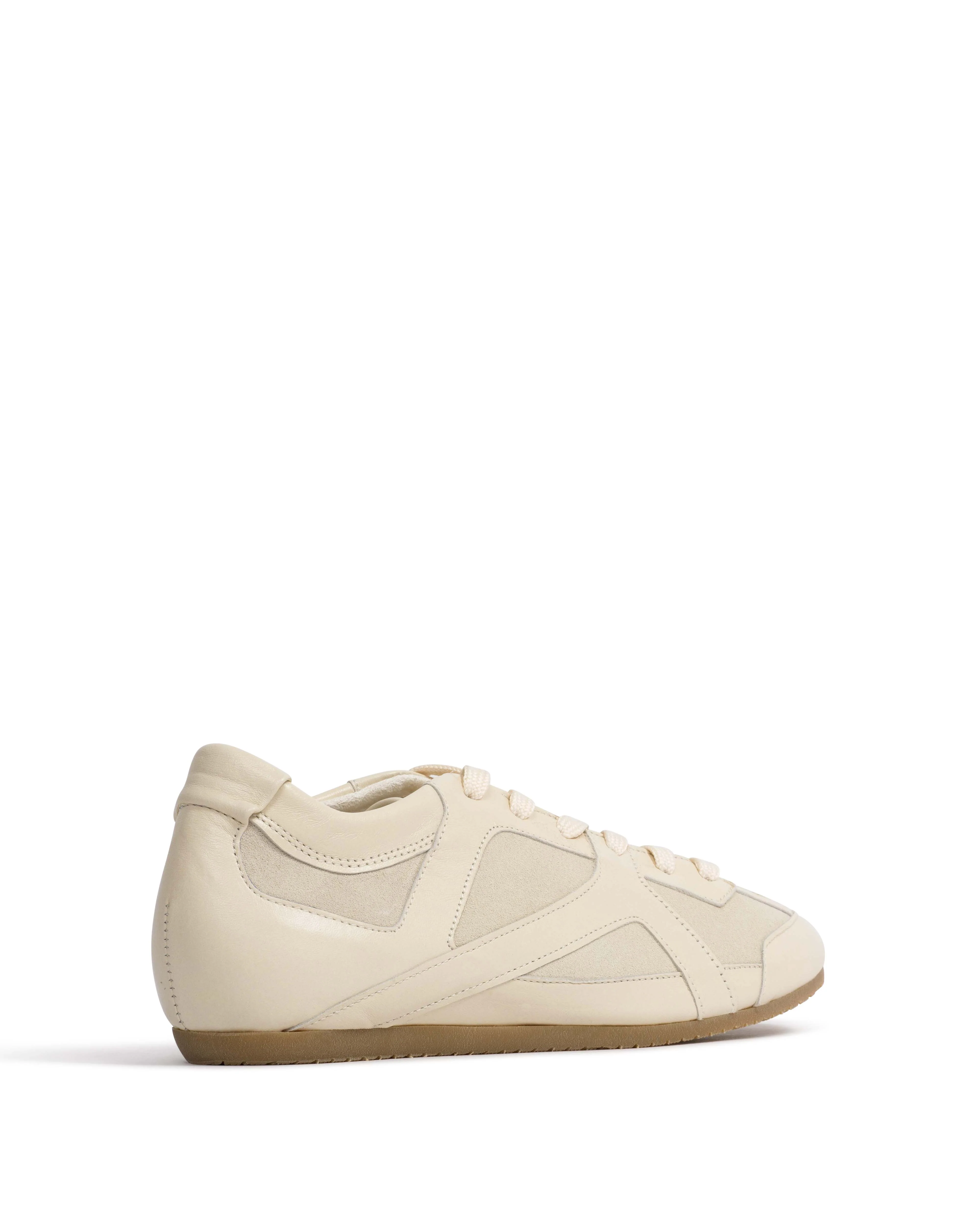 Sneakerina Shiny lamb & suede leather White sand & antique white - Image 3