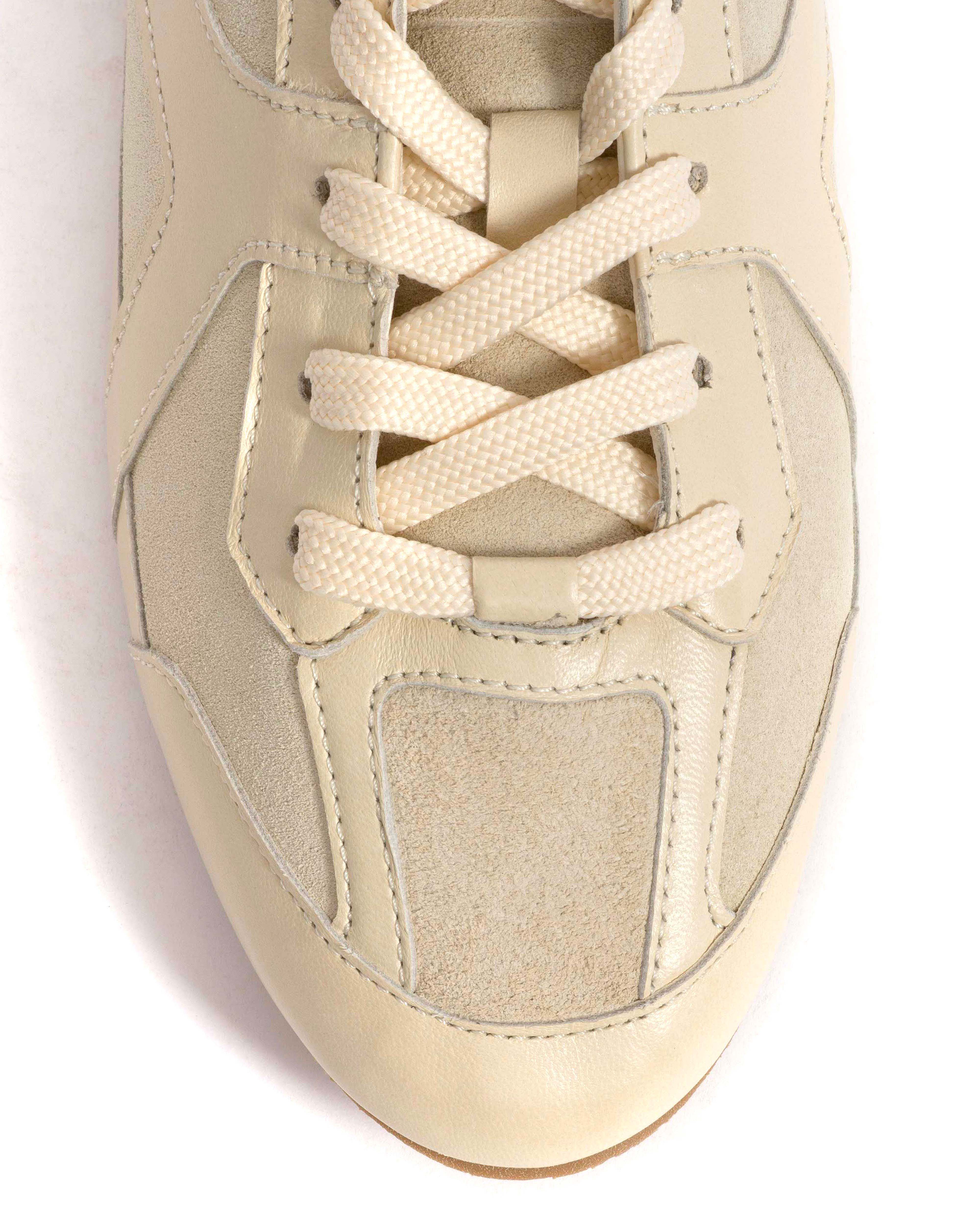Sneakerina Shiny lamb & suede leather White sand & antique white - Image 5