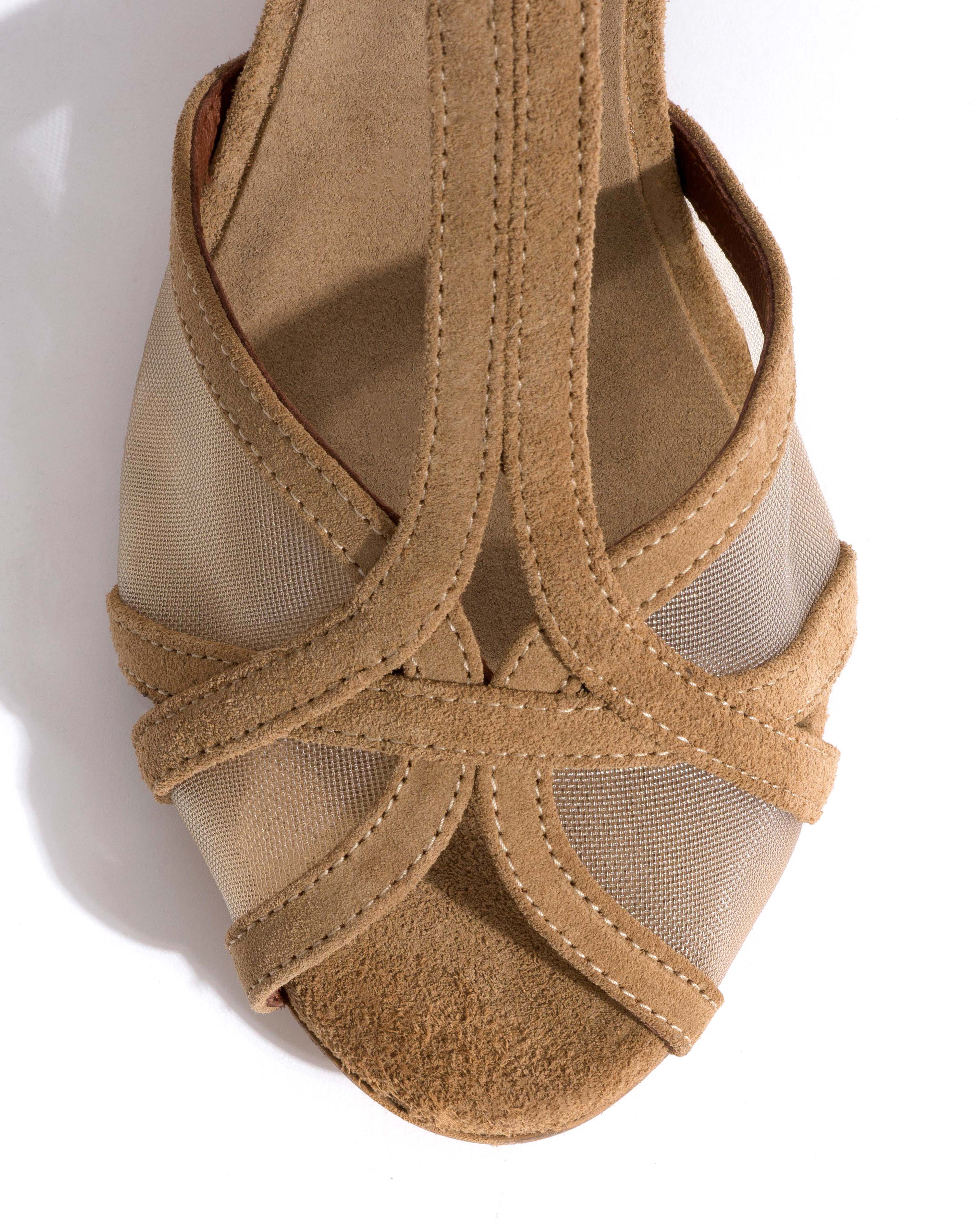 Therese 55 mesh Calf suede & mesh Scirocco & caramel - Image 5