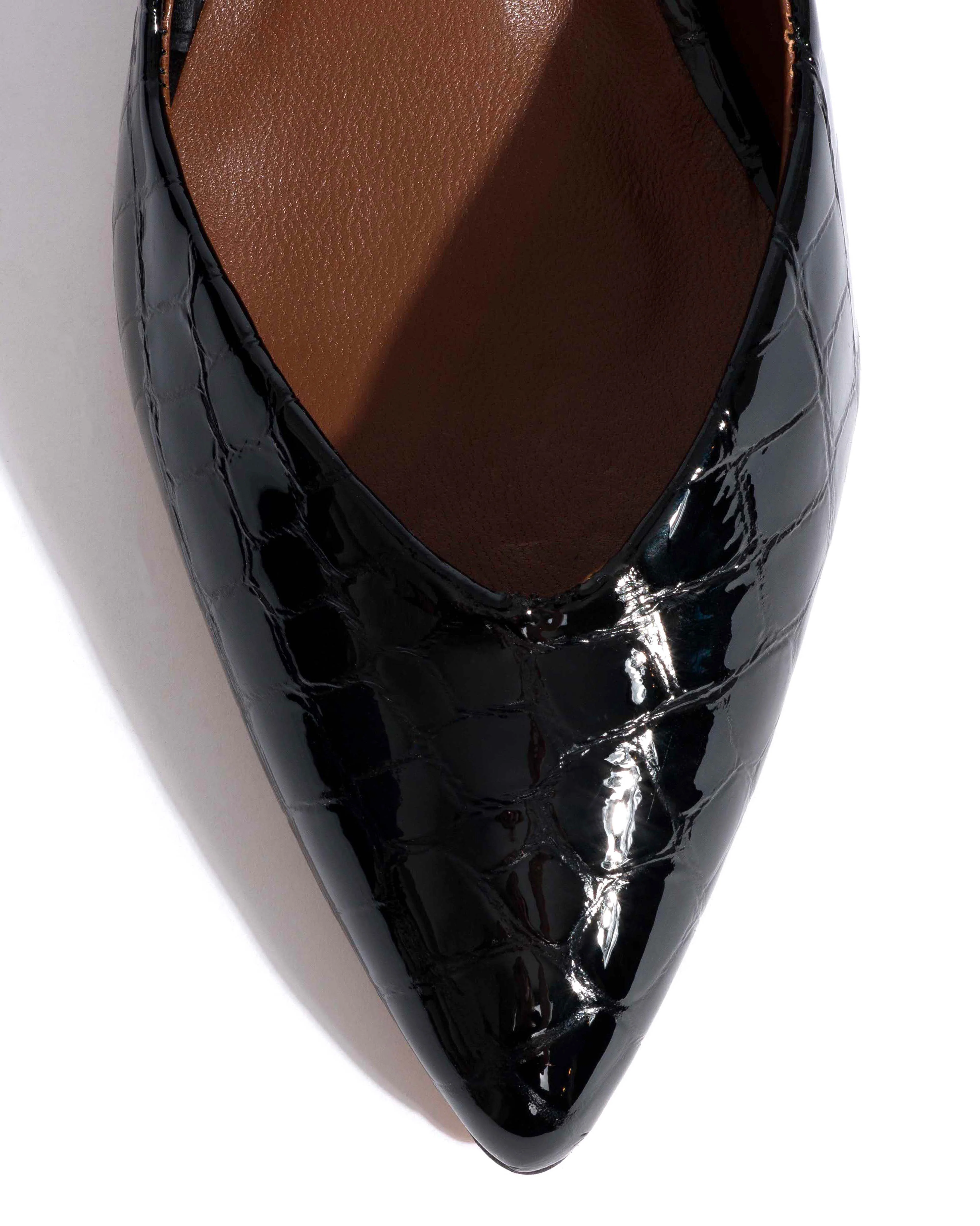 Trini 40 stiletto Polished croco calf Black - Image 5
