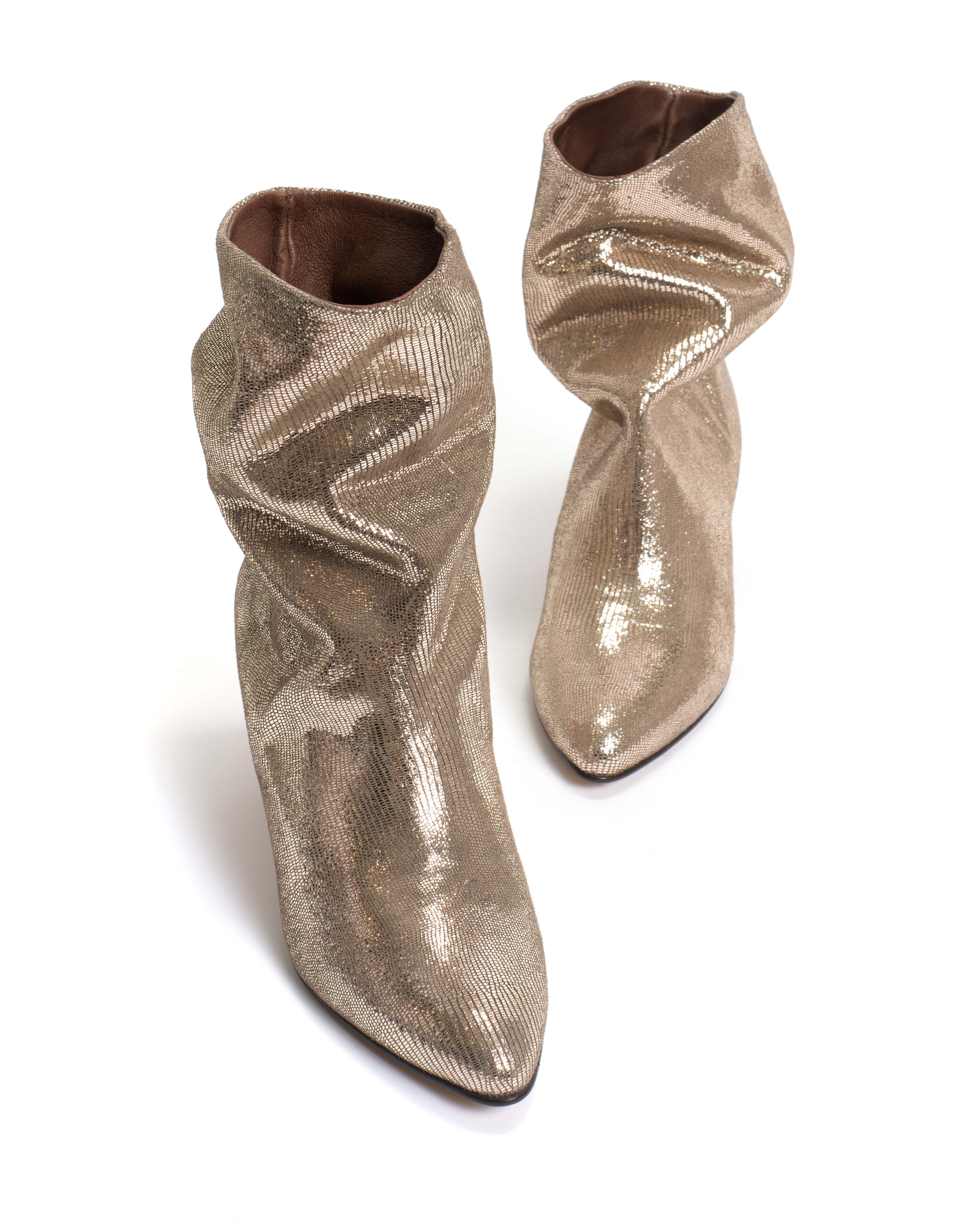 Vully 50 stiletto Lizard metallic goat Vintage champagne - Image 5